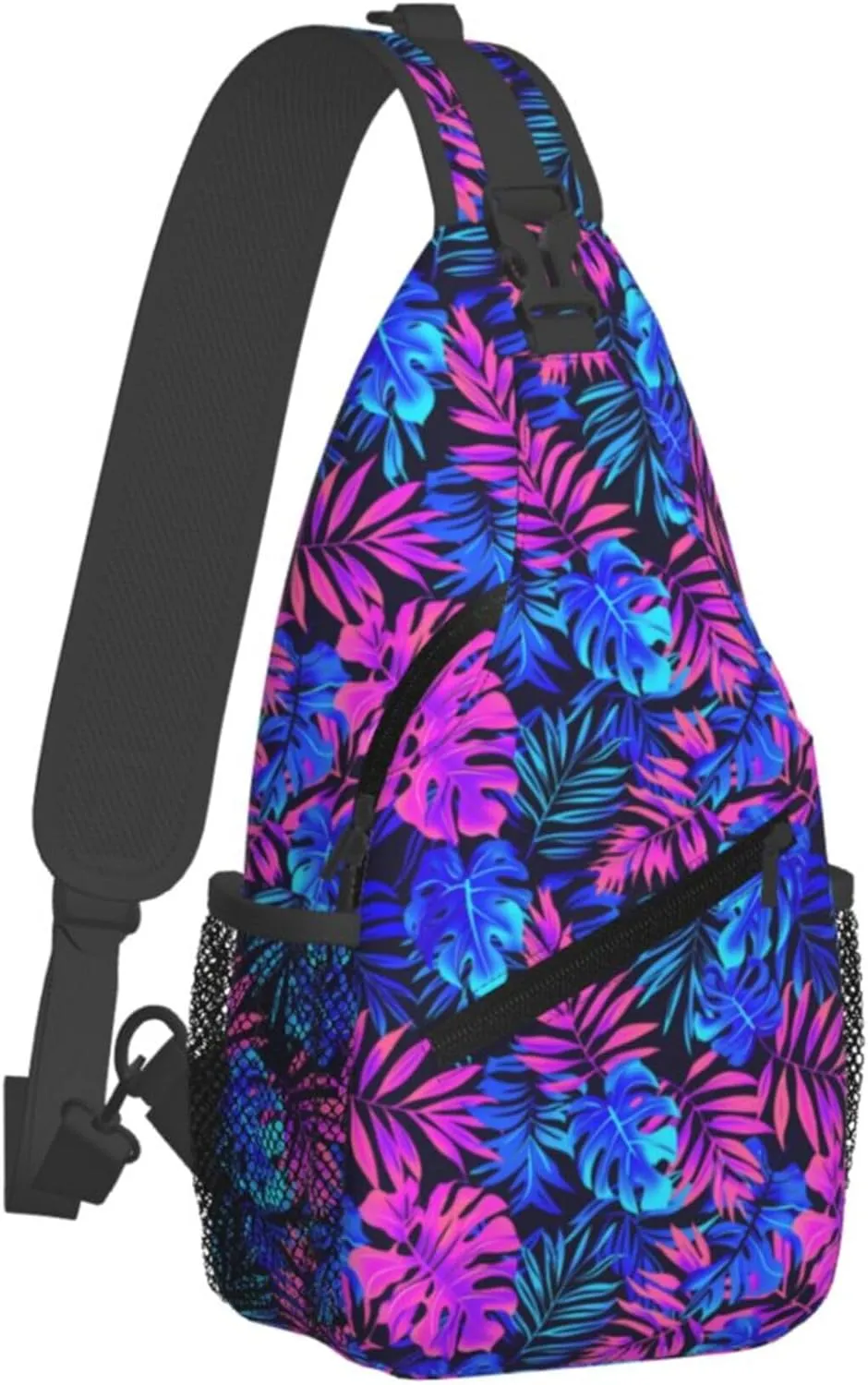 Tropical Hawaii Neon Palm Leav Crossbody bags for women Men Sling Bag Travel Chest Backpack Leisure Sports Outdoor Running Hiking