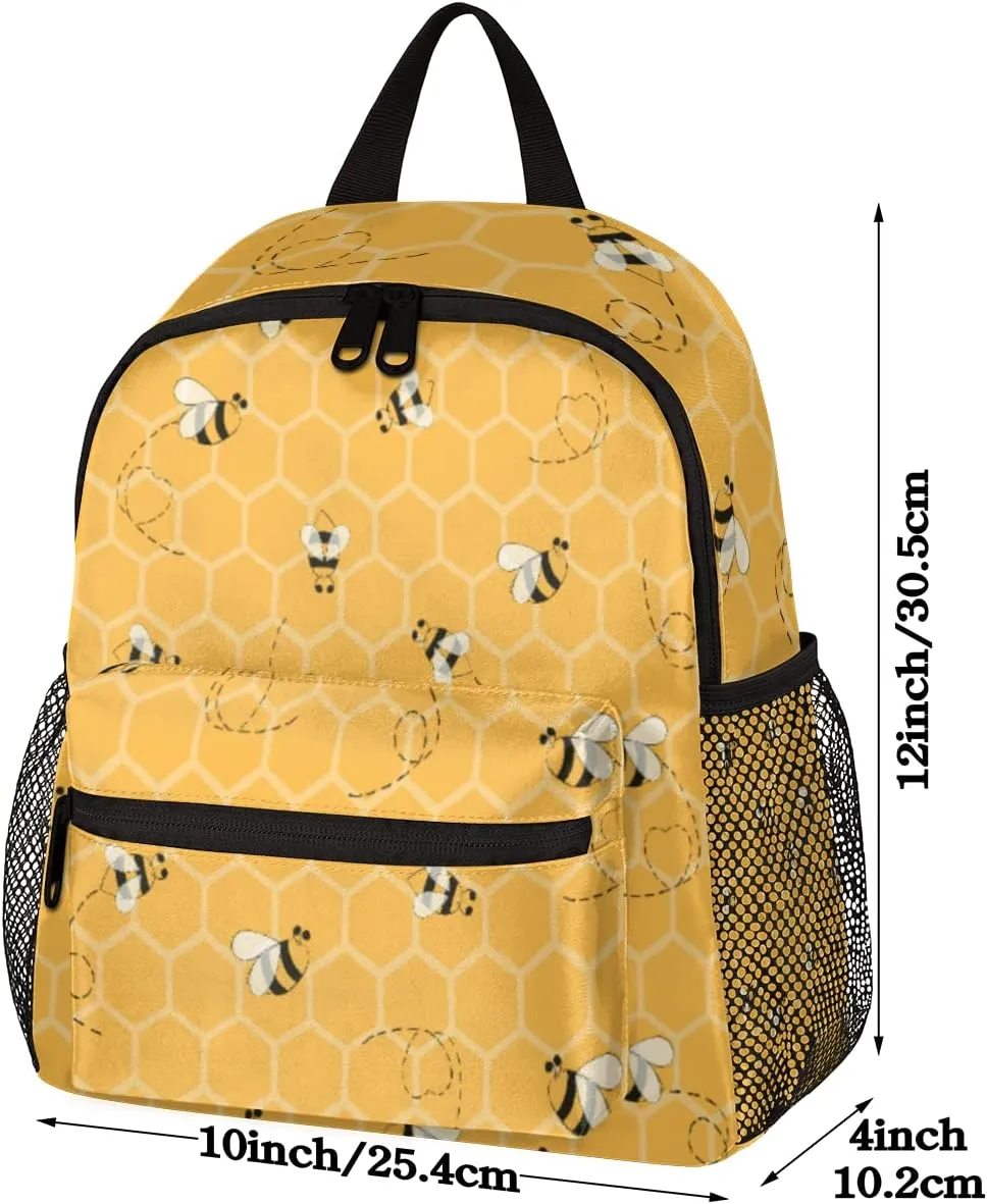 TropicalLife Toddler Backpack Cute Bee Kids Backpack for Boys and Girls Honeycomb Animal Bee Preschool Bag Kindergarten Schoolbag With Chest Strap
