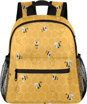 TropicalLife Toddler Backpack Cute Bee Kids Backpack for Boys and Girls Honeycomb Animal Bee Preschool Bag Kindergarten Schoolbag With Chest Strap