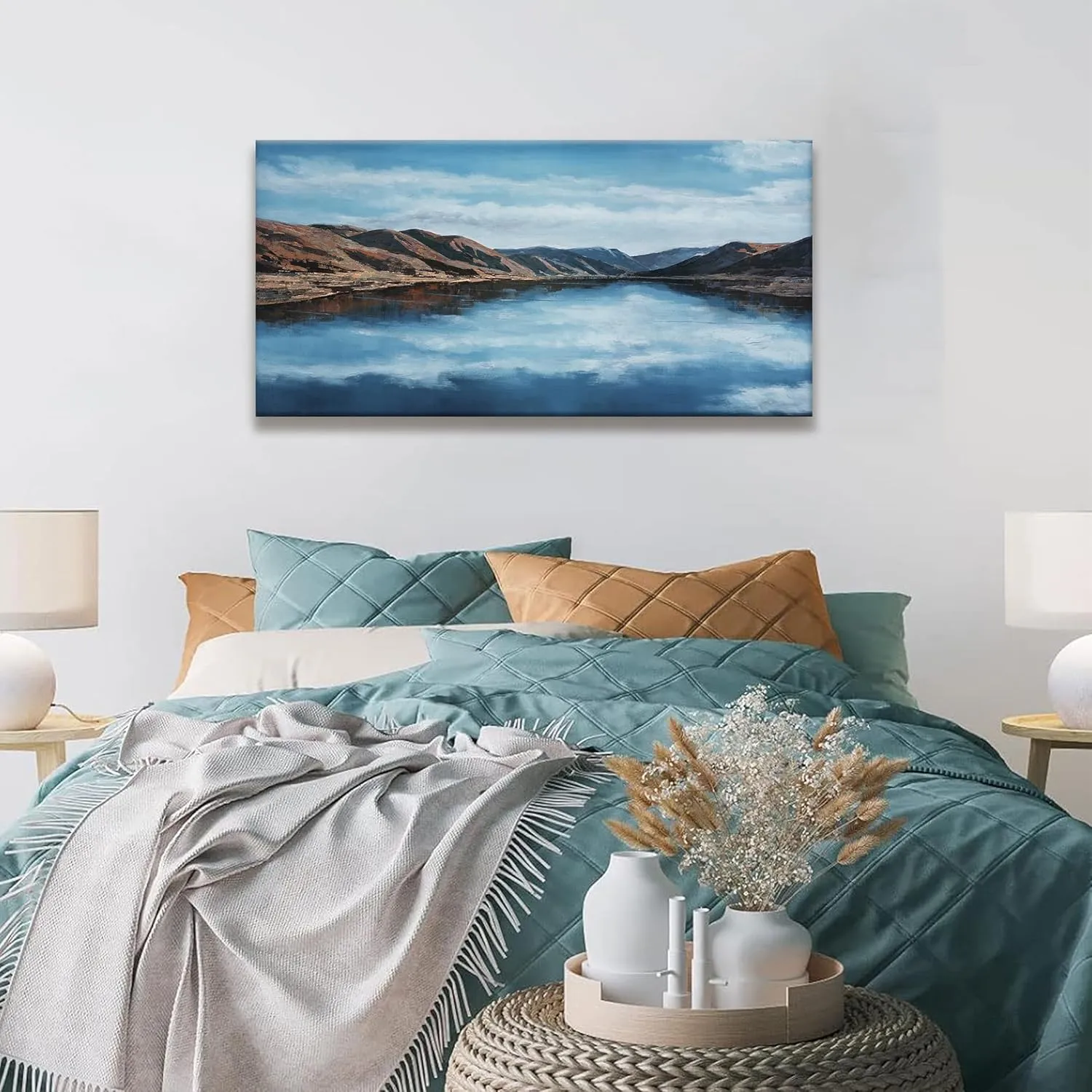 Tsomzxng Canvas Wall Art Decor Moraine Lake And Mountain Wall Art Landscape Pictures Modern Canvas Painting Prints Artwork Wall Decor For Bedroom Bathroom Home Wall Decoration 20"×40"