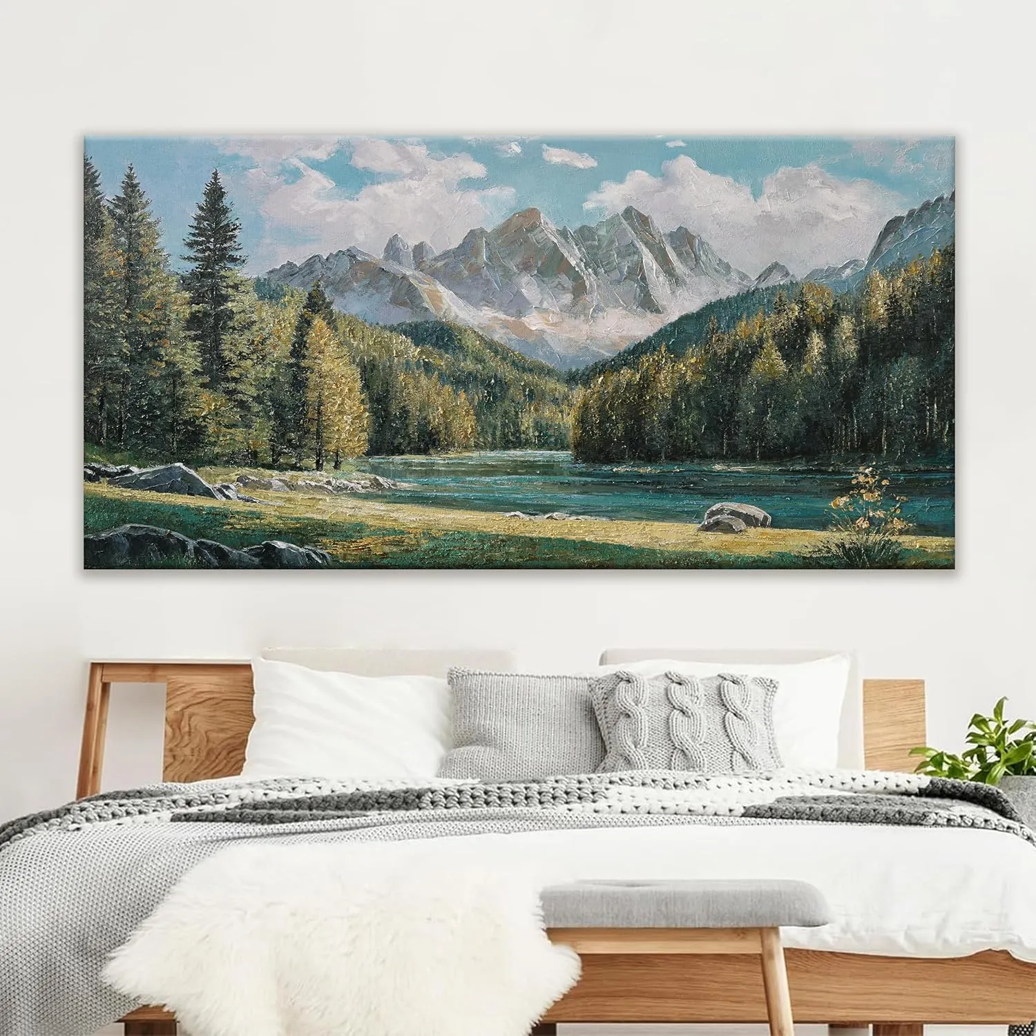 Tsomzxng Modern Wall Art Decor Natural Home Wall Decorations Canvas Art Wall Decor Prints Mountain Wilderness Landscape Large Wall Art For Living Room Wall Bedroom Kitchen Office Decor 29"×58"