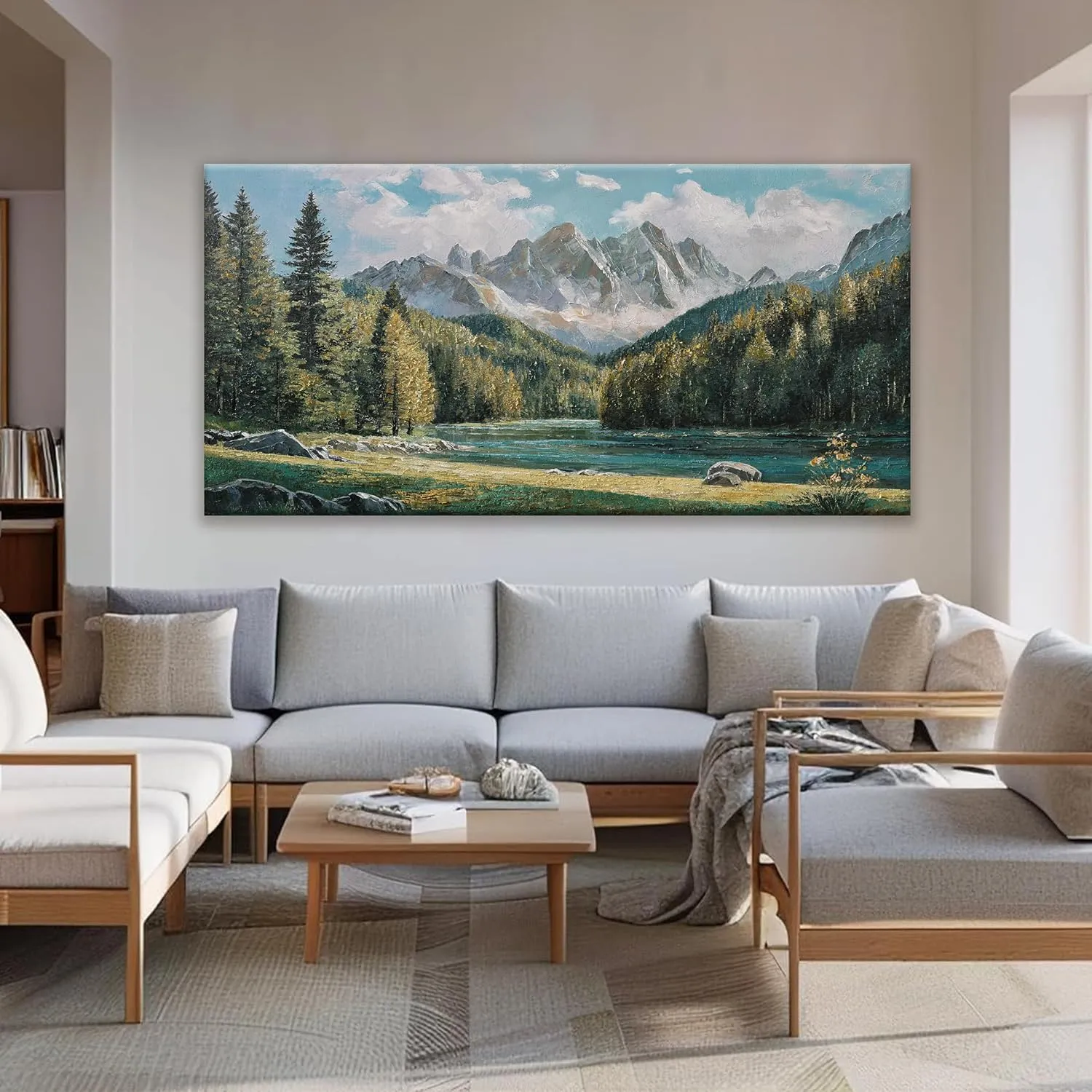 Tsomzxng Modern Wall Art Decor Natural Home Wall Decorations Canvas Art Wall Decor Prints Mountain Wilderness Landscape Large Wall Art For Living Room Wall Bedroom Kitchen Office Decor 29"×58"
