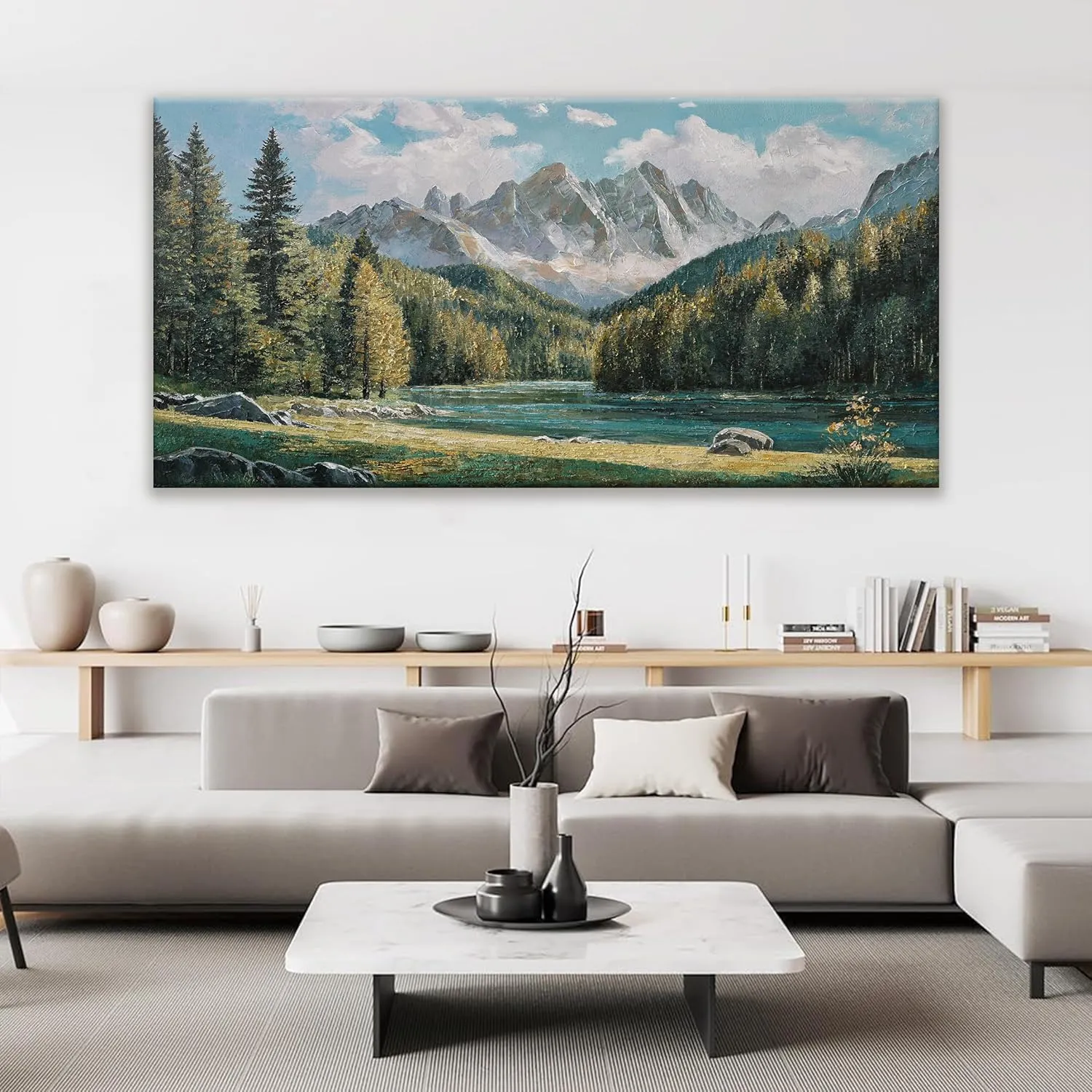Tsomzxng Modern Wall Art Decor Natural Home Wall Decorations Canvas Art Wall Decor Prints Mountain Wilderness Landscape Large Wall Art For Living Room Wall Bedroom Kitchen Office Decor 29"×58"