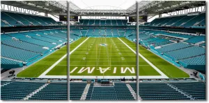 TUMOVO 3 Pieces Hard Rock Stadium Canvas Wall Art, American Football Team Dolphins Art Print for Home Wall Decor, Football Game Posters Gift for Men Boys Room Decorations, 48" Wx24 H