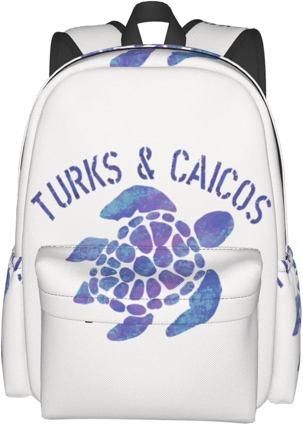 Turks Caicos Islands Flag Turtle Casual Backpack Large Capacity Travel Backpacks Laptop Daypack Commuter Rucksack Adjustable Strap Sports Bags for Hiking Biking