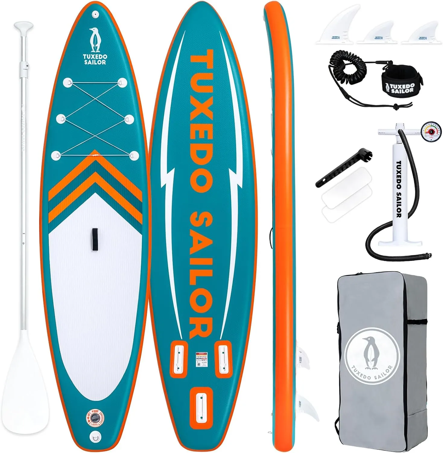 Tuxedo Sailor 10'6"×33"×6" Inflatable Stand Up Paddle Board with Premium SUP Accessories,Adults & Youth for All Skill Levels, Included with Board, Paddle, Pump, Fins, Backpack