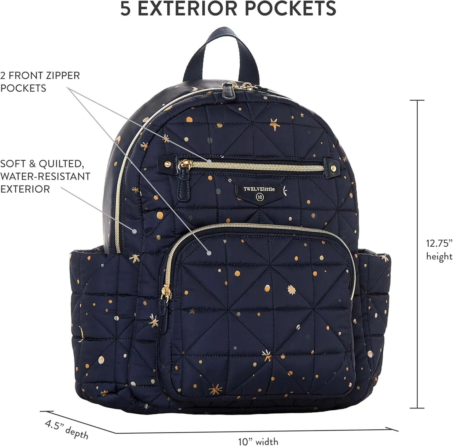 TWELVElittle Little Companion Diaper Bag Backpack 2.0 *NEW* with Changing Pad and Stroller Clips,Midnight
