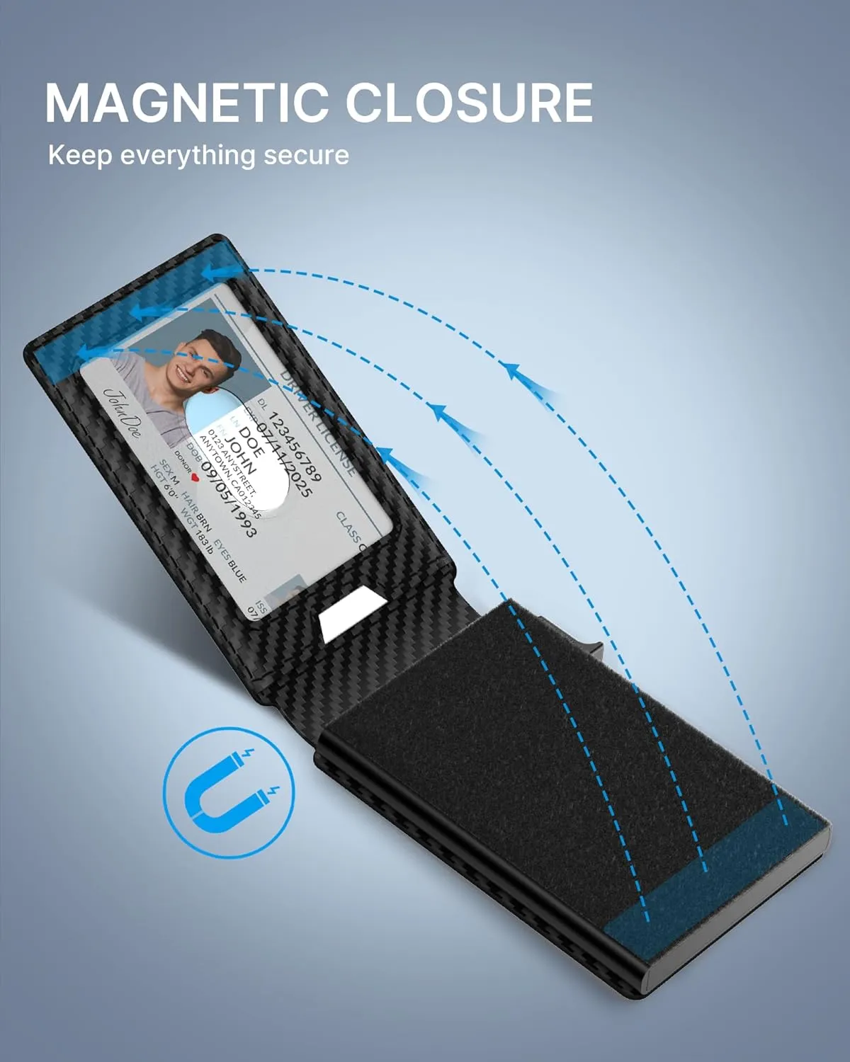 typecase Mens Wallet Card Holder: Pop Up Card Case, Genuine Leather, RFID Blocking, Smart, Slim, Minimalist, Thin - 13 Card Capacitiy, ID Window, Cash Strap (Carbon Fiber)