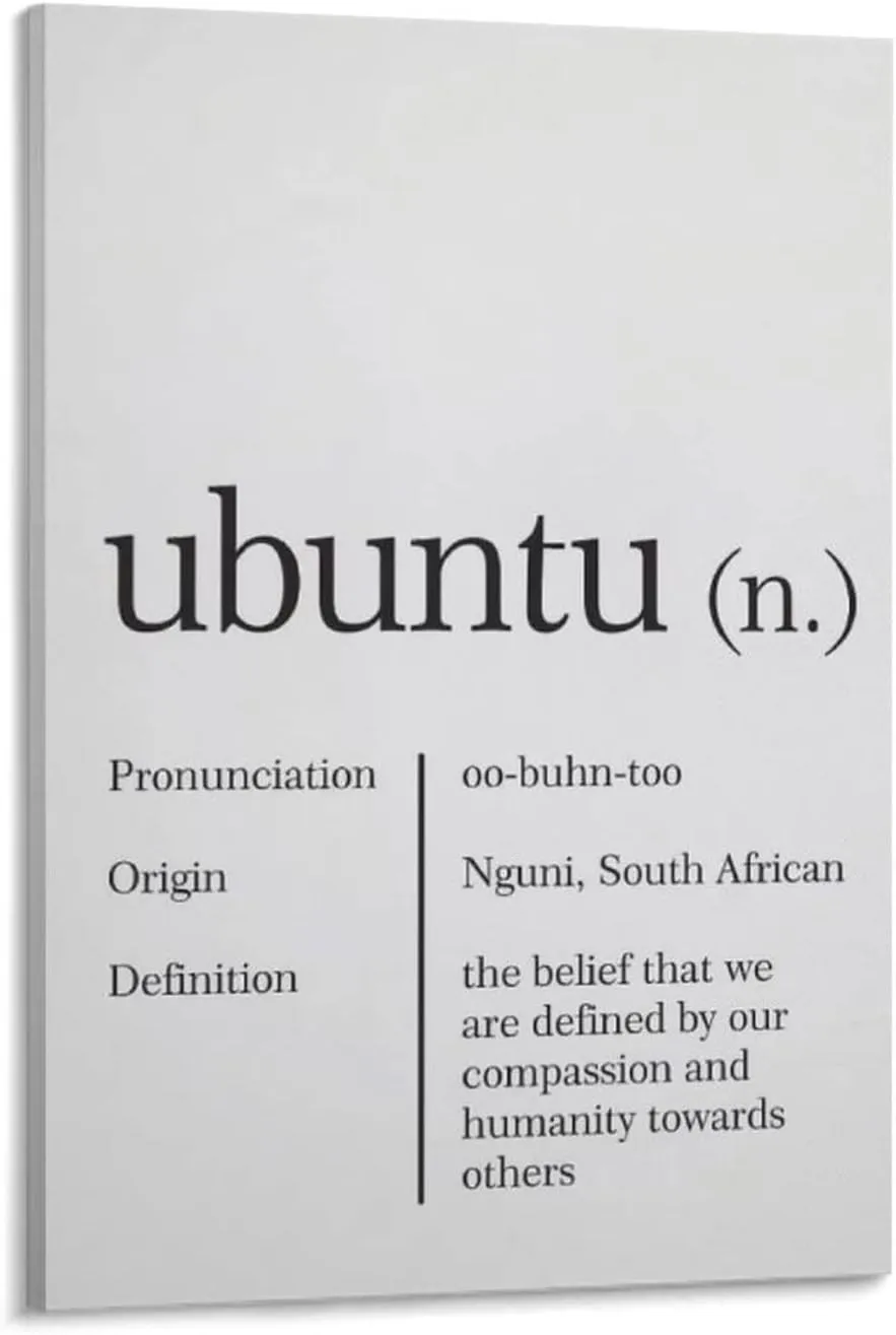 Ubuntu Definition Wall Art Quote Poster Painting Wall Art Poster Canvas Painting Posters and Prints Wall Art Pictures for Living Room Bedroom Decor 24x36inch(60x90cm) Frame-Style