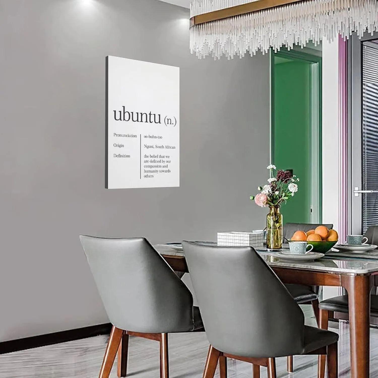 Ubuntu Definition Wall Art Quote Poster Painting Wall Art Poster Canvas Painting Posters and Prints Wall Art Pictures for Living Room Bedroom Decor 24x36inch(60x90cm) Frame-Style