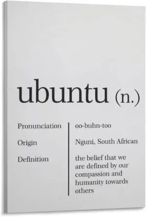Ubuntu Definition Wall Art Quote Poster Painting Wall Art Poster Canvas Painting Posters and Prints Wall Art Pictures for Living Room Bedroom Decor 24x36inch(60x90cm) Frame-Style