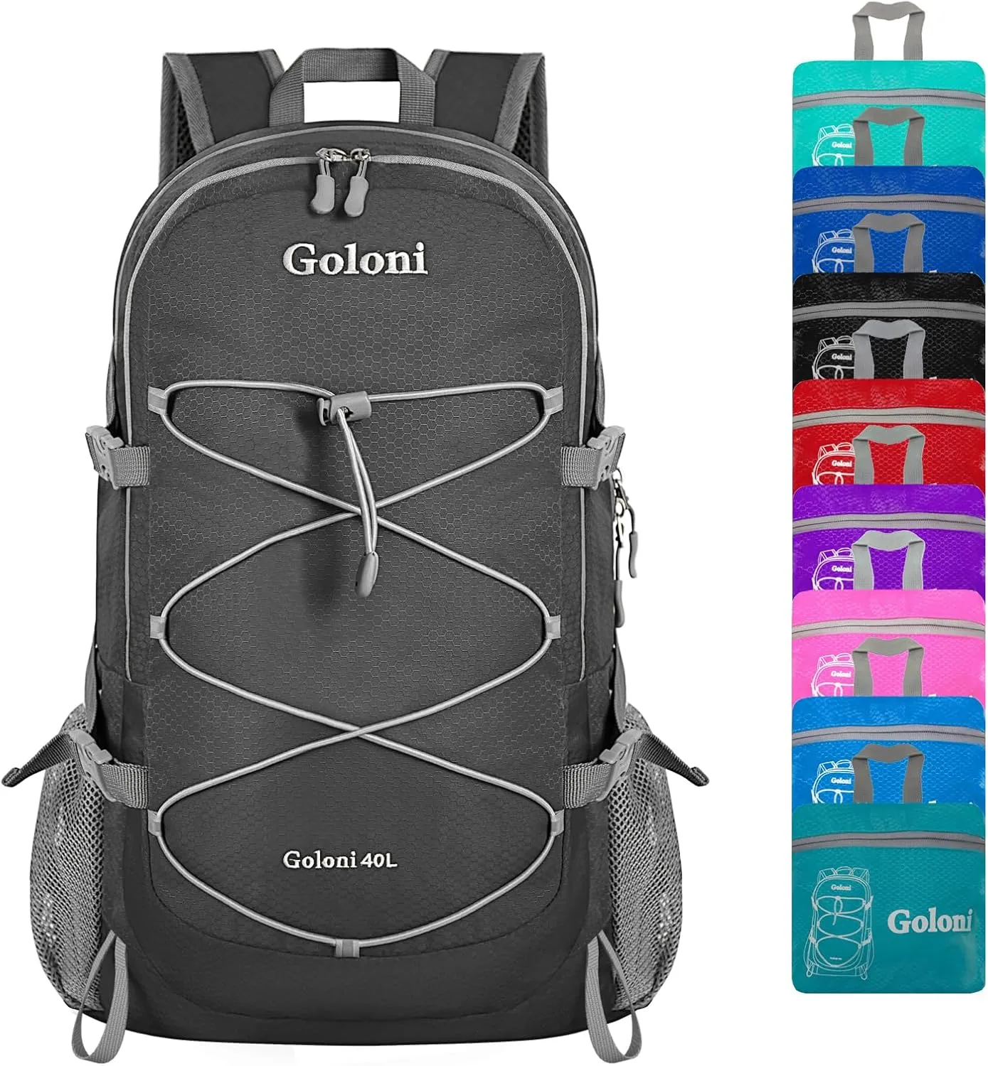 Ultra Lightweight Packable Backpack 40L - Foldable Hiking Backpack Water Resistant Small Foldable Daypack for Travel,Dark Grey