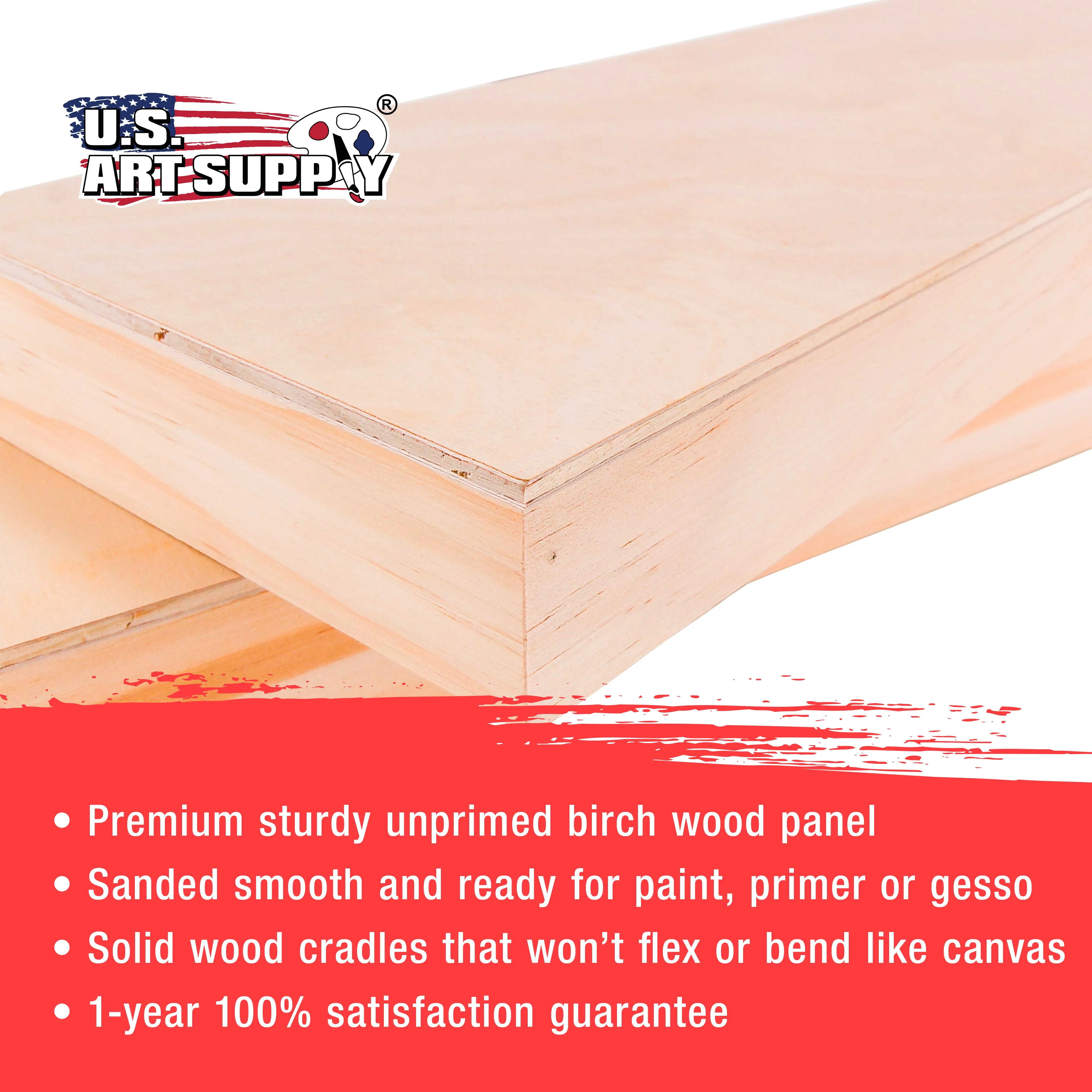 Unfinished Cradled Wood Panels for Painting, 2 Pack of 12x48 inch - Gallery Birch Wooden Canvas Boards 1-1/2" Deep - Mixed-Media Craft, Acrylic, Oil, Encaustic, Paint Pouring