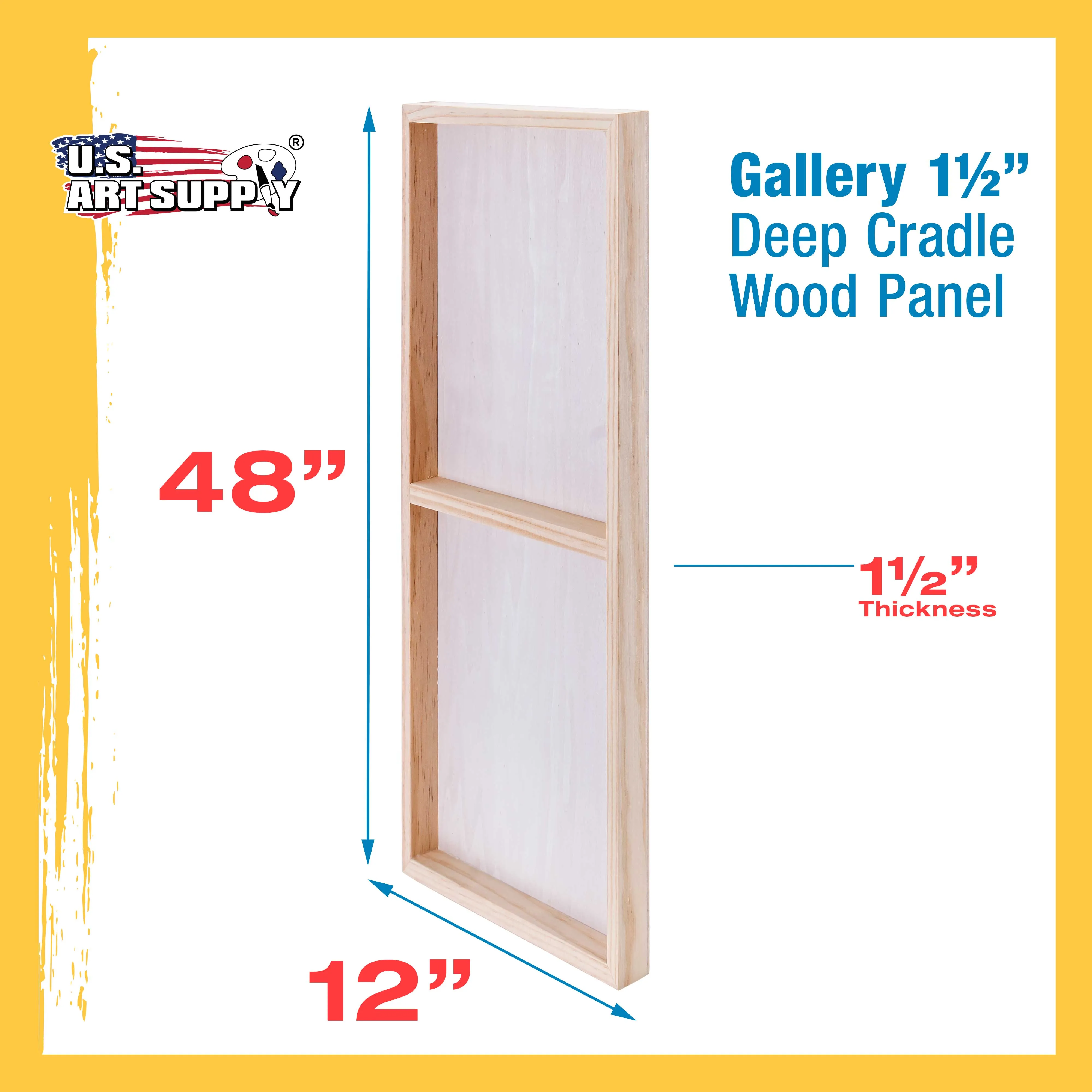 Unfinished Cradled Wood Panels for Painting, 2 Pack of 12x48 inch - Gallery Birch Wooden Canvas Boards 1-1/2" Deep - Mixed-Media Craft, Acrylic, Oil, Encaustic, Paint Pouring