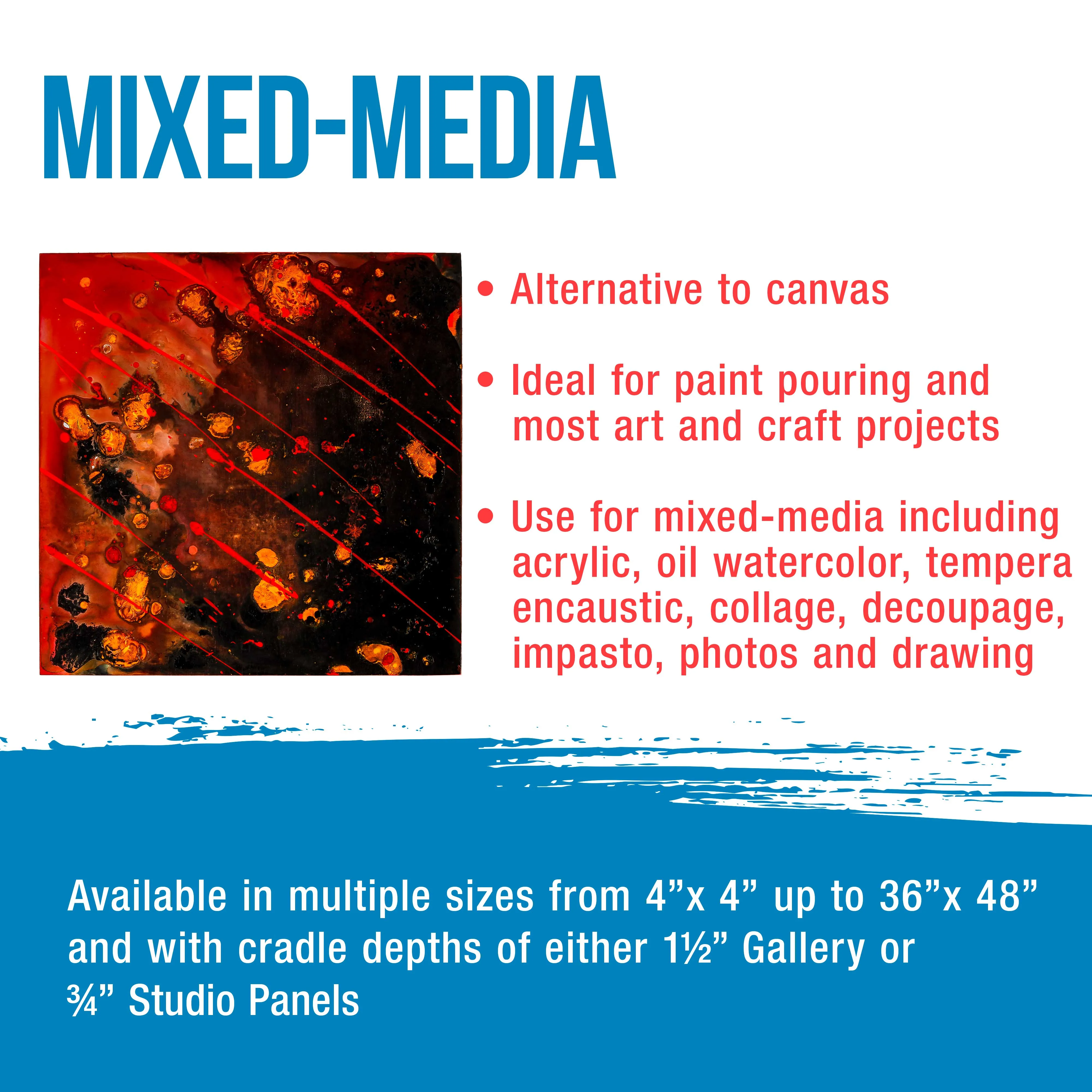 Unfinished Cradled Wood Panels for Painting, 2 Pack of 18x18 inch - Gallery Birch Wooden Canvas Boards 1-1/2" Deep - Mixed-Media Craft, Acrylic, Oil, Encaustic, Paint Pouring