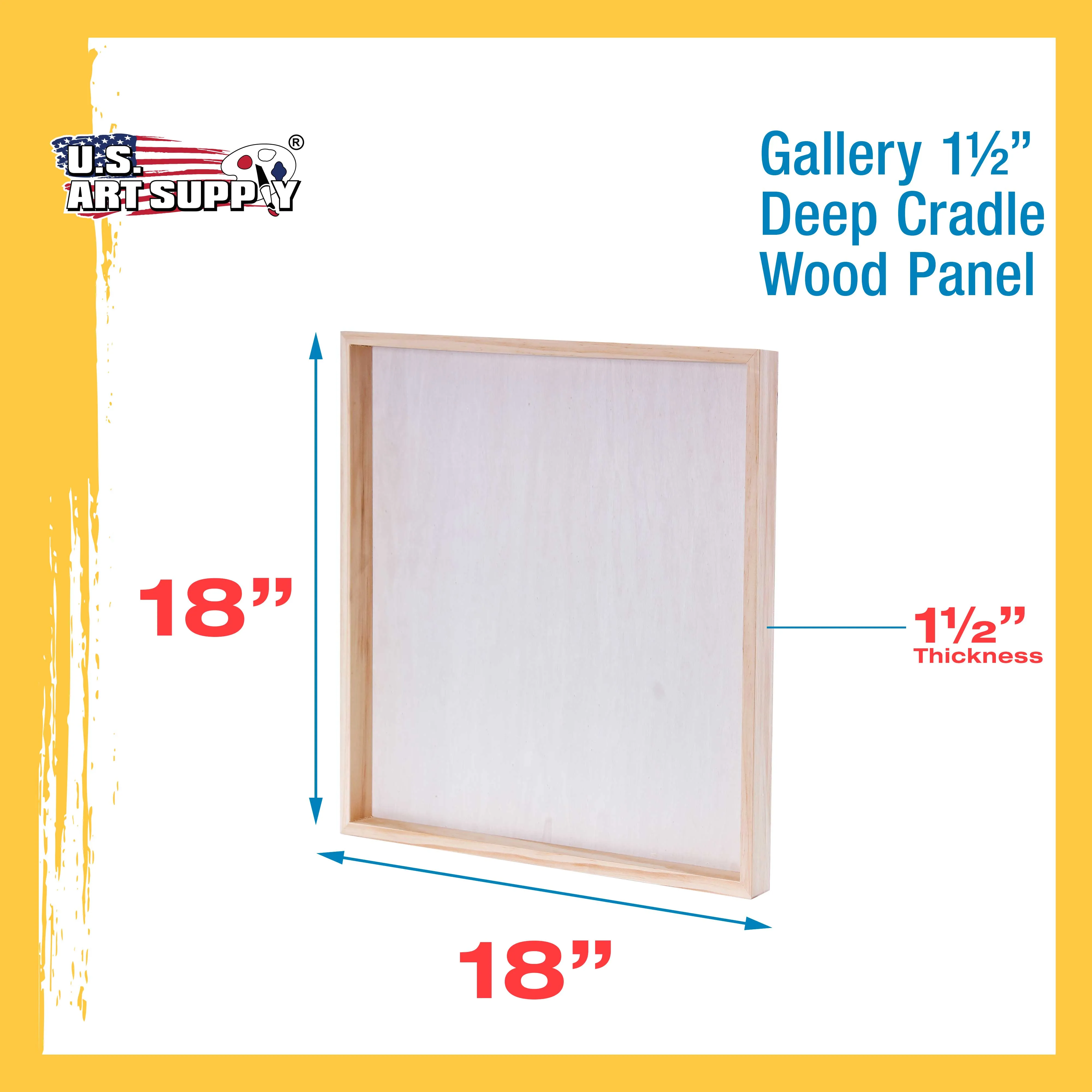Unfinished Cradled Wood Panels for Painting, 2 Pack of 18x18 inch - Gallery Birch Wooden Canvas Boards 1-1/2" Deep - Mixed-Media Craft, Acrylic, Oil, Encaustic, Paint Pouring