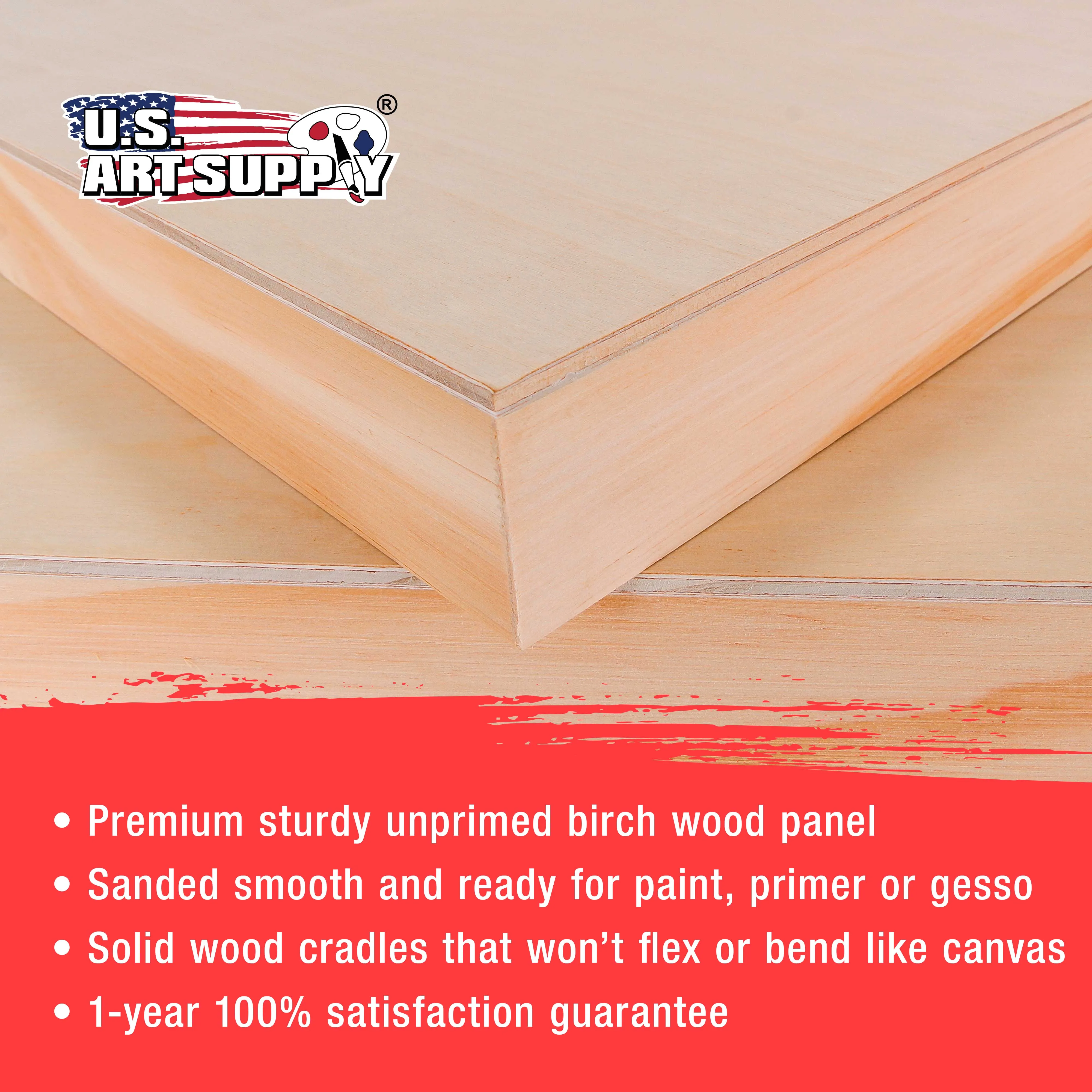 Unfinished Cradled Wood Panels for Painting, 2 Pack of 24x30 inch - Gallery Birch Wooden Canvas Boards 1-1/2" Deep - Mixed-Media Craft, Acrylic, Oil, Encaustic, Paint Pouring