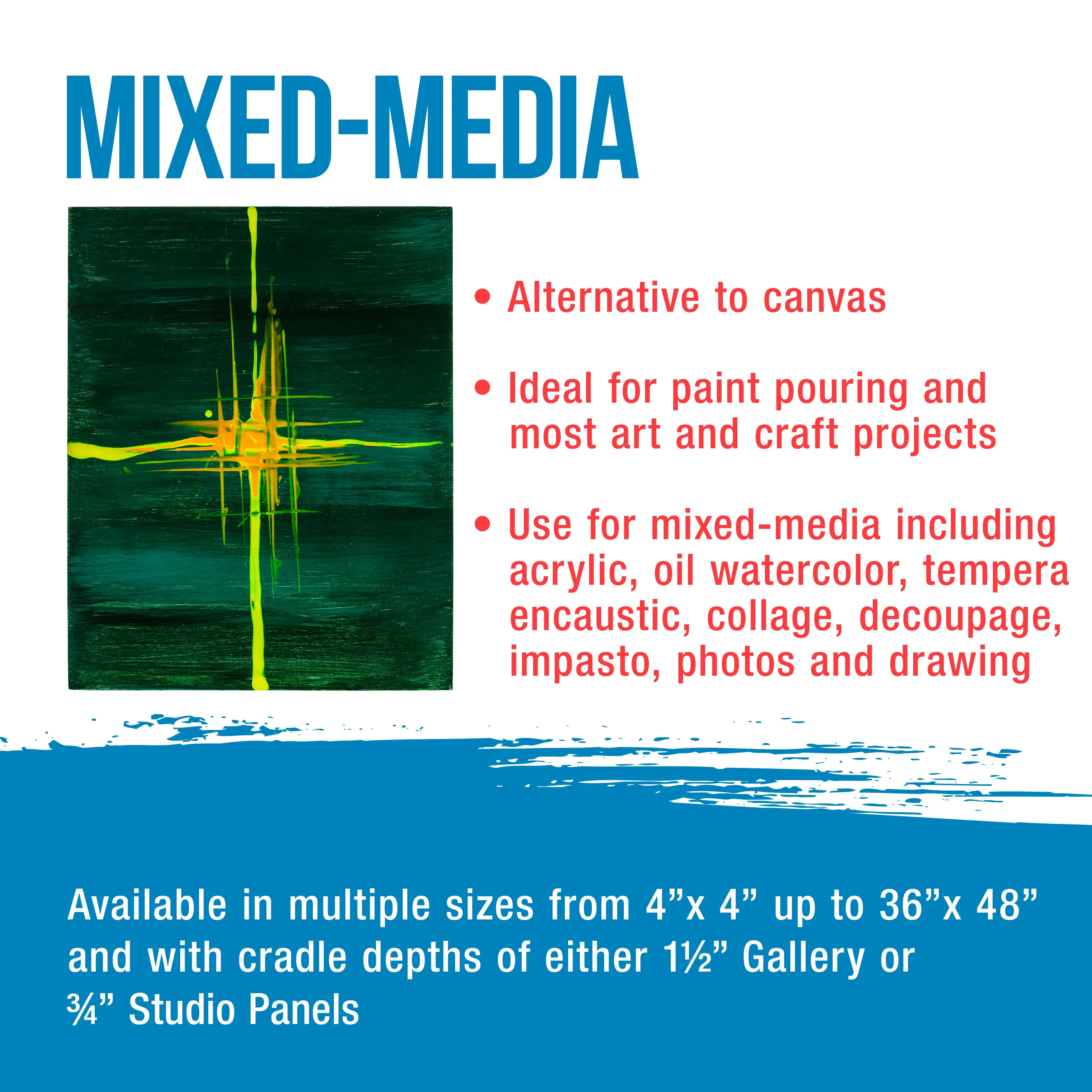 Unfinished Cradled Wood Panels for Painting, 2 Pack of 24x30 inch - Gallery Birch Wooden Canvas Boards 1-1/2" Deep - Mixed-Media Craft, Acrylic, Oil, Encaustic, Paint Pouring