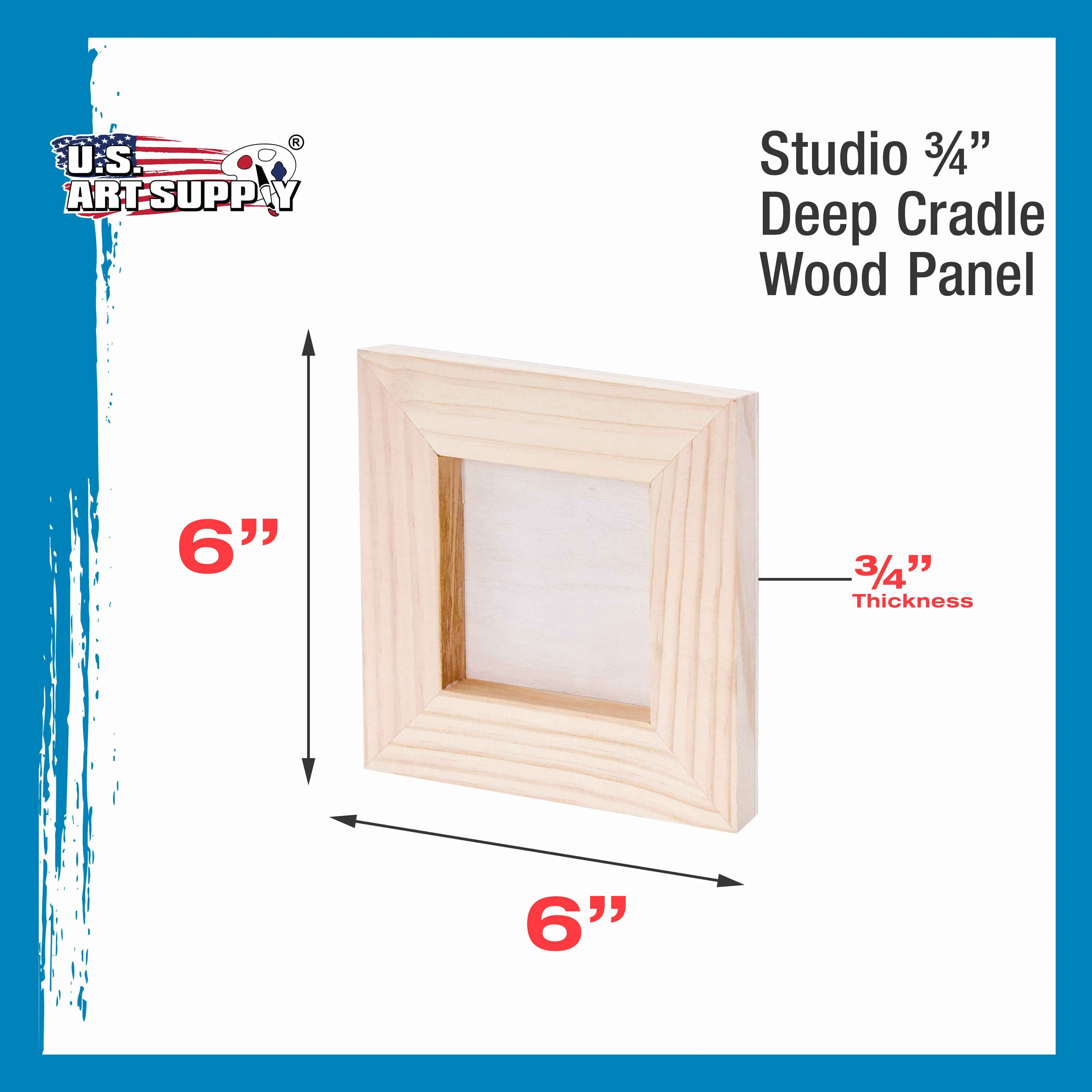 Unfinished Cradled Wood Panels for Painting, 5 Pack of 6x6 inch - Studio Birch Wooden Canvas Boards 3/4" Deep - Mixed-Media Craft, Acrylic, Oil, Encaustic, Paint Pouring Panel Board
