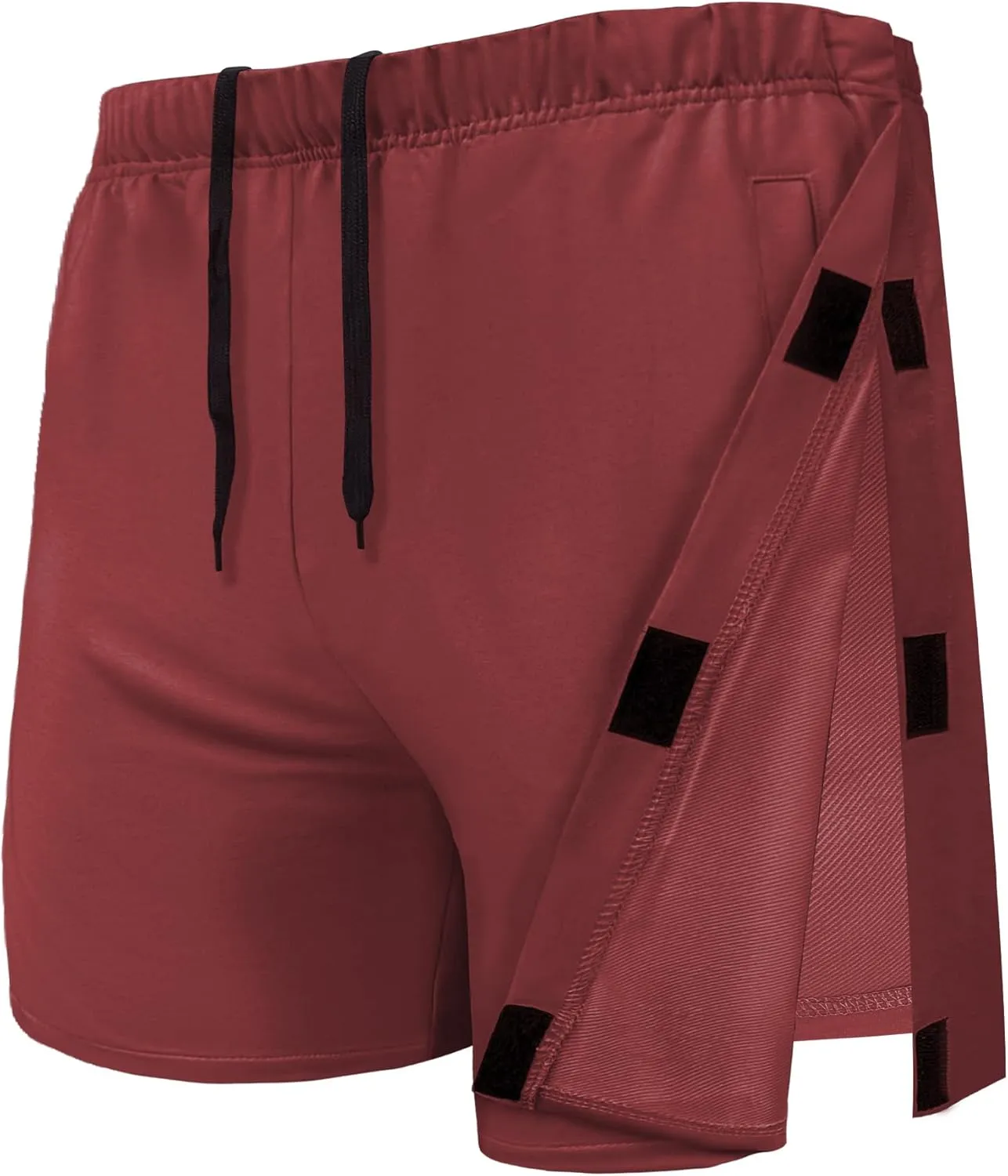 Unisex Hip Knee Surgery Recovery Shorts Men Tear Away Short Pant Breakaway Velcro Snap Shorts Adaptive Clothing Women