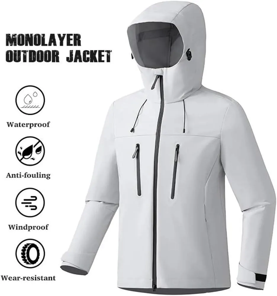 Unisex Outdoor Hiking Camping Trekking Windbreaker Sporty Rain Coat Hooded Climbing Waterproof Jacket