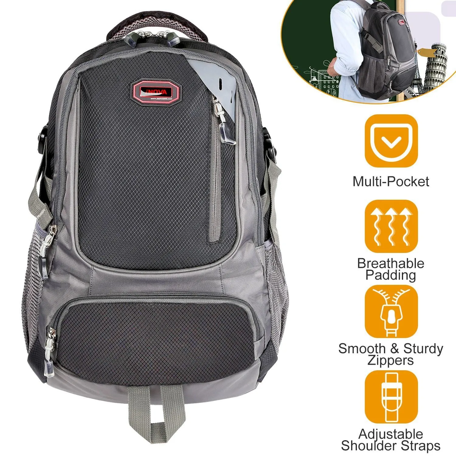 Unisex School Backpack Casual Travel Shoulder Bag