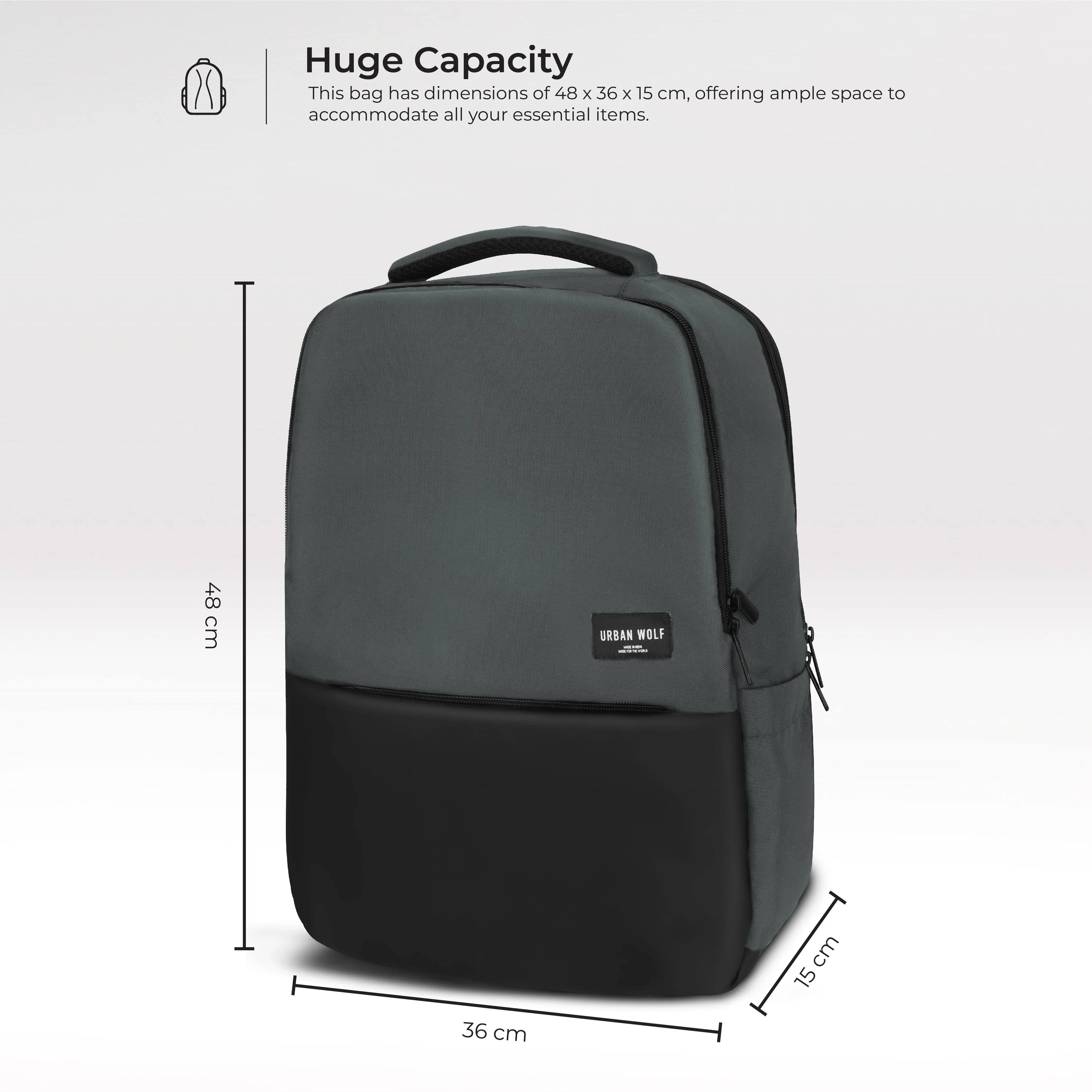 URBAN WOLF Business Casual 30L Dual Compartment Water Resistant Laptop Backpack (GREY)