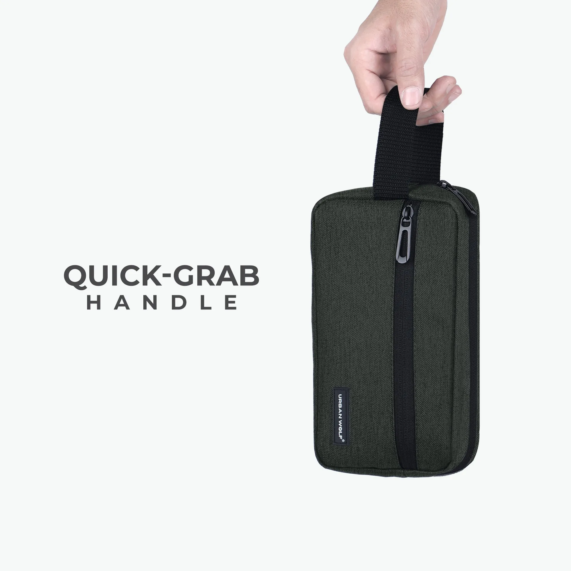 Urban Wolf Travel Toiletry Bag for Men and Women: Water-Resistant Shaving Kit/Bag for Toiletry Accessories, Hanging Dopp Kit, Cosmetics Pouch with Multiple Pockets (CHARCOAL)