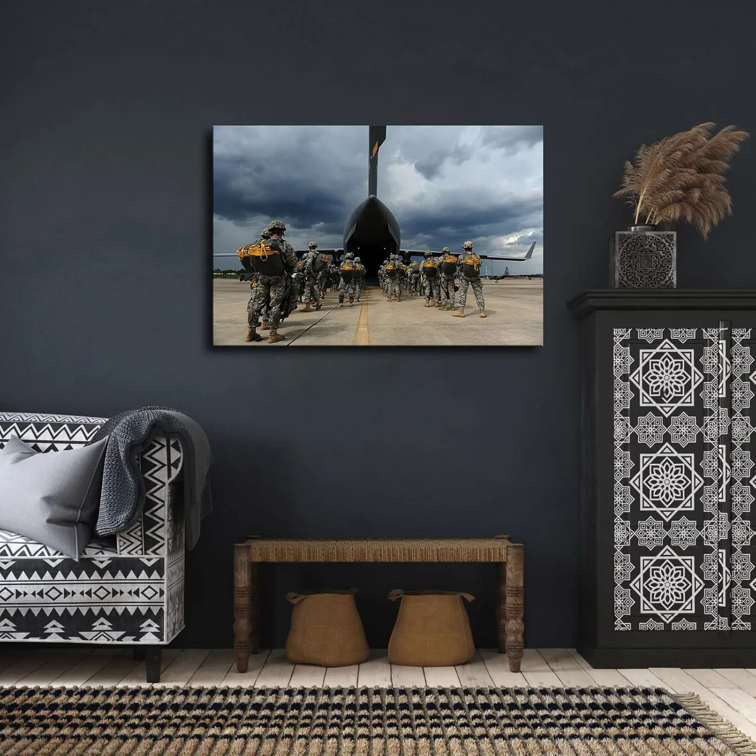 U.S. Army Paratroopers The 1st Brigade Combat Team, 82nd Airborne Division Canvas Poster Modern Aesthetic Picture Wall Art Home Office Decoration Painting Holiday Gift (Unframed,16×24inch)