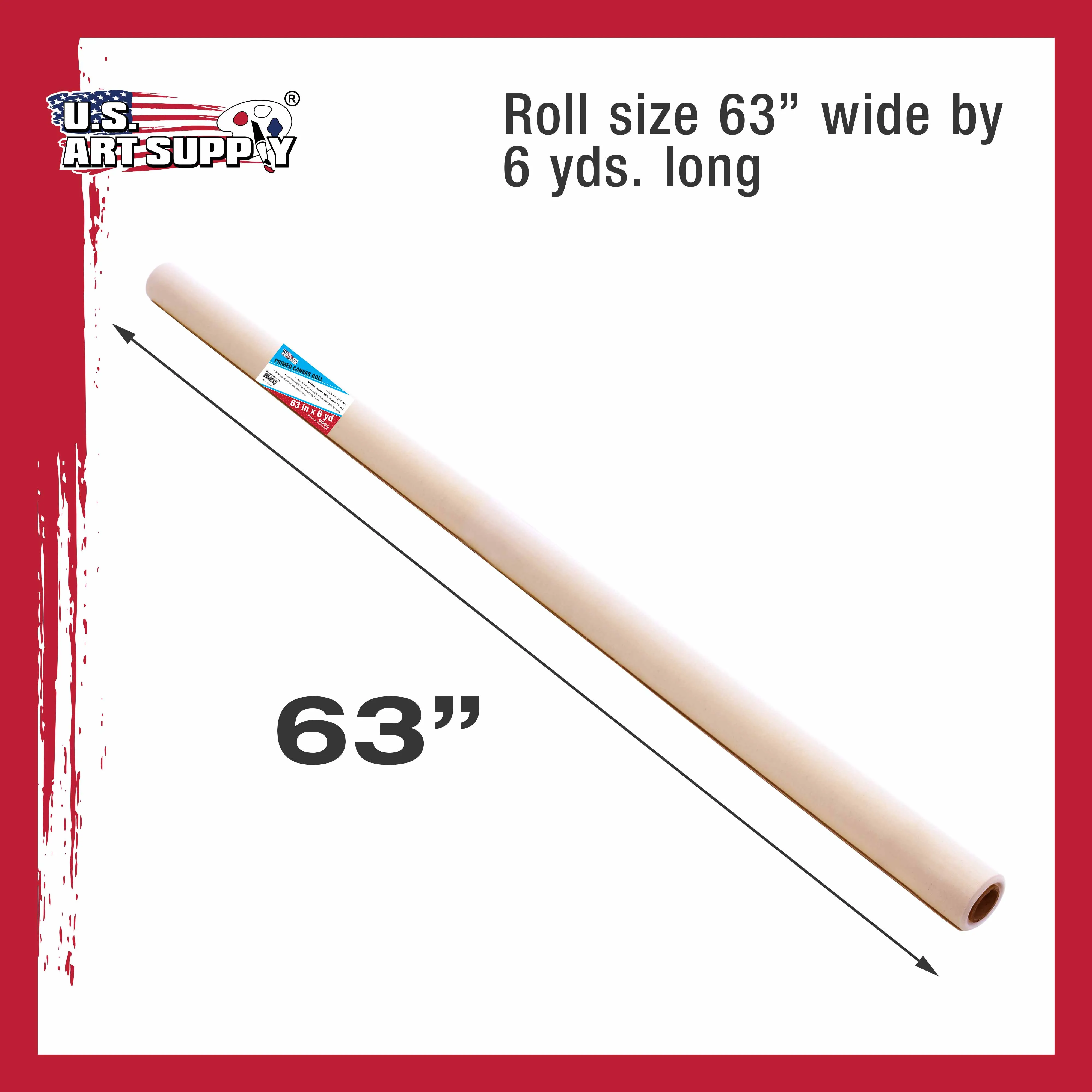 U.S. Art Supply 63" Wide x 6 Yards (18 Feet) Long Unstretched Canvas Roll - 100% Cotton, 12-Ounce Triple Primed Gesso, Acid-Free, Oil Acrylic Painting