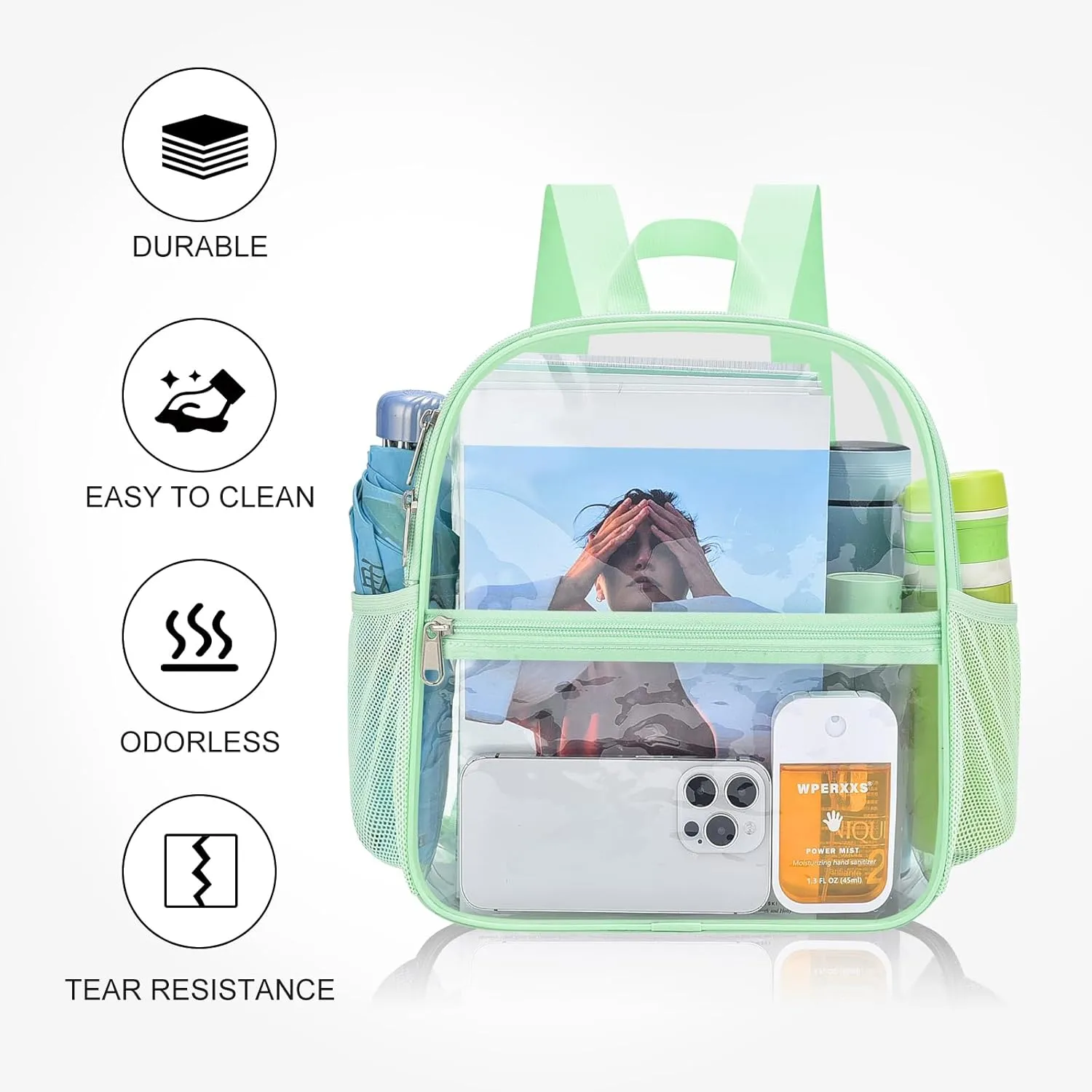 USPECLARE Clear Backpack Stadium Approved 12X11x6, Waterproof Clear Bag Stadium Backpack for Concert Work Sport Event