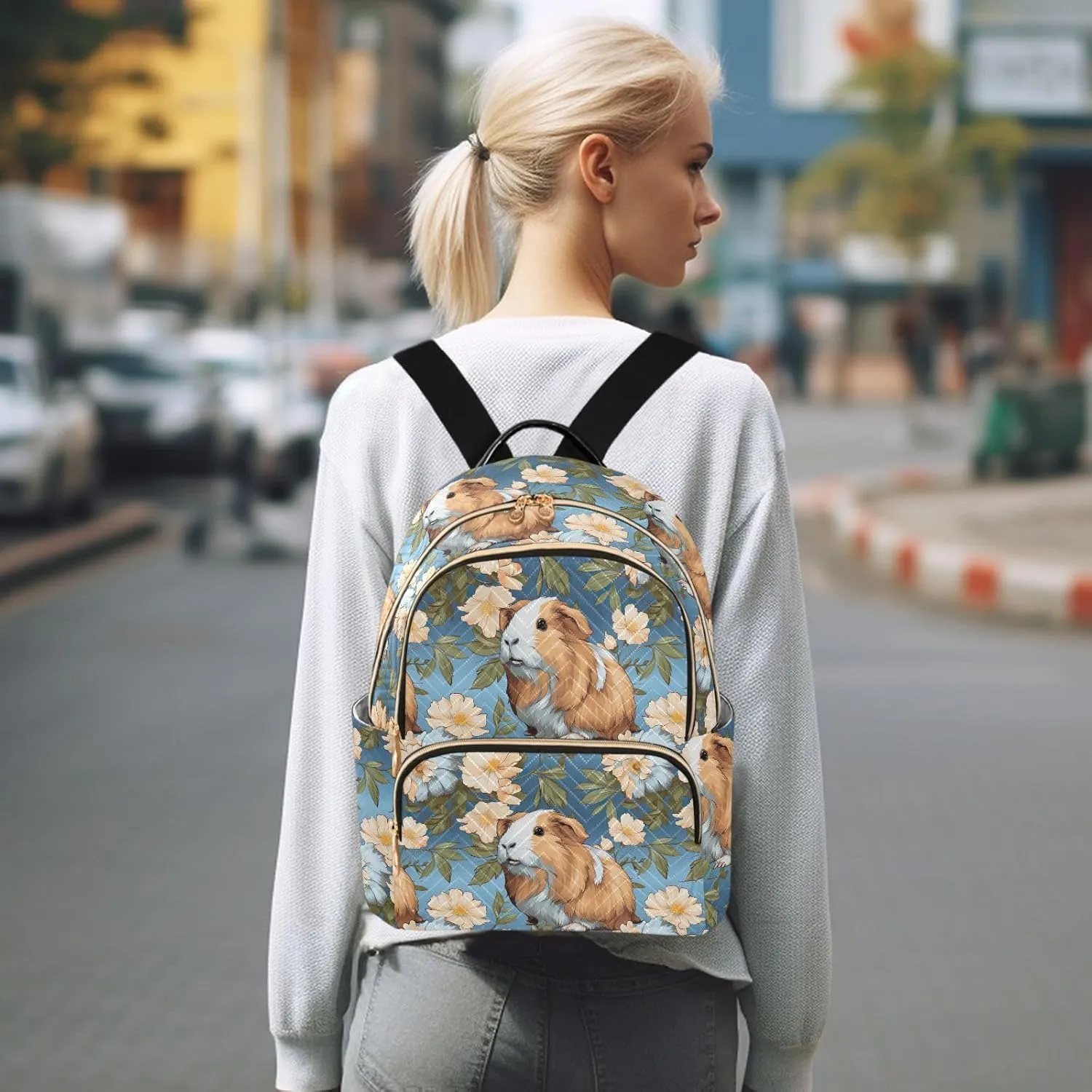 Ute Guinea Pig Animal Daisy Backpack for Women Fashion Shoulder Bags Small Casual Daypack Travel Bag S 202a5238c