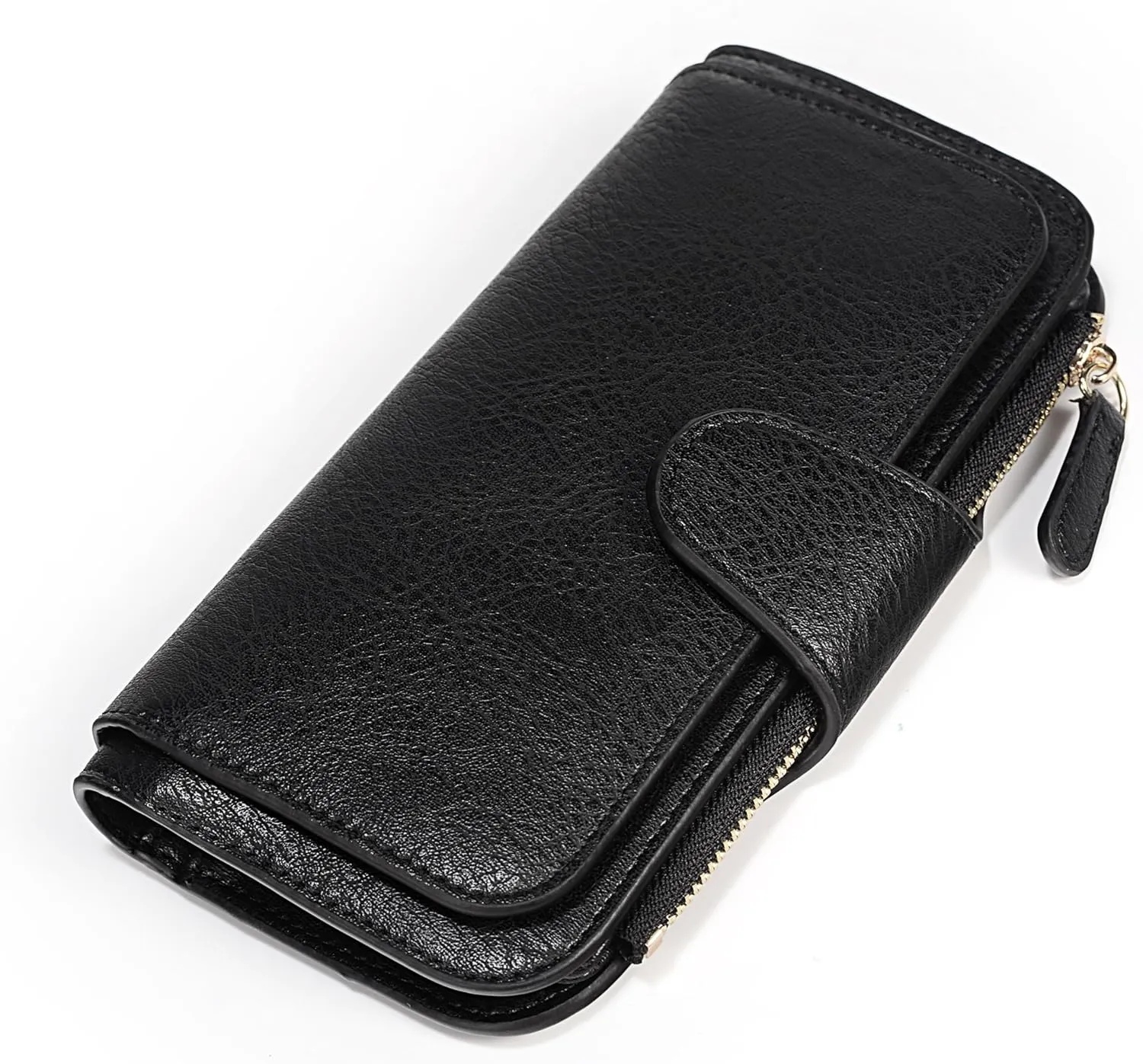 UTO Wallet Women Vegan Leather Wristlet Snap Long Purse Credit Card Holder Elegant Clutch