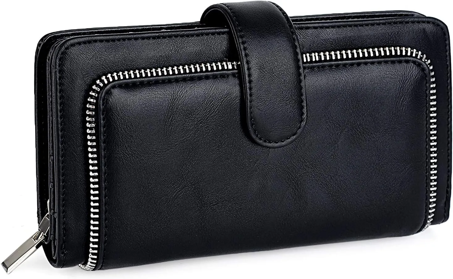 UTO Wallet Women Vegan Leather Wristlet Snap Long Purse Credit Card Holder Elegant Clutch