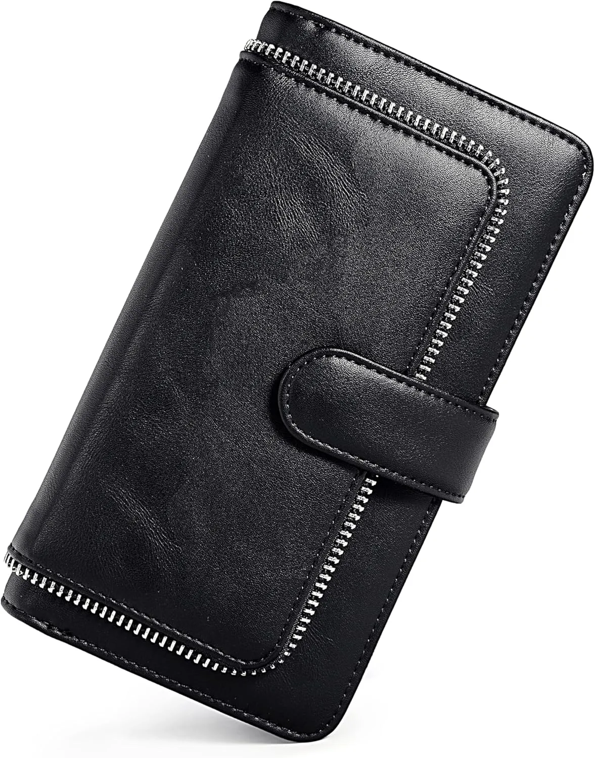 UTO Wallet Women Vegan Leather Wristlet Snap Long Purse Credit Card Holder Elegant Clutch