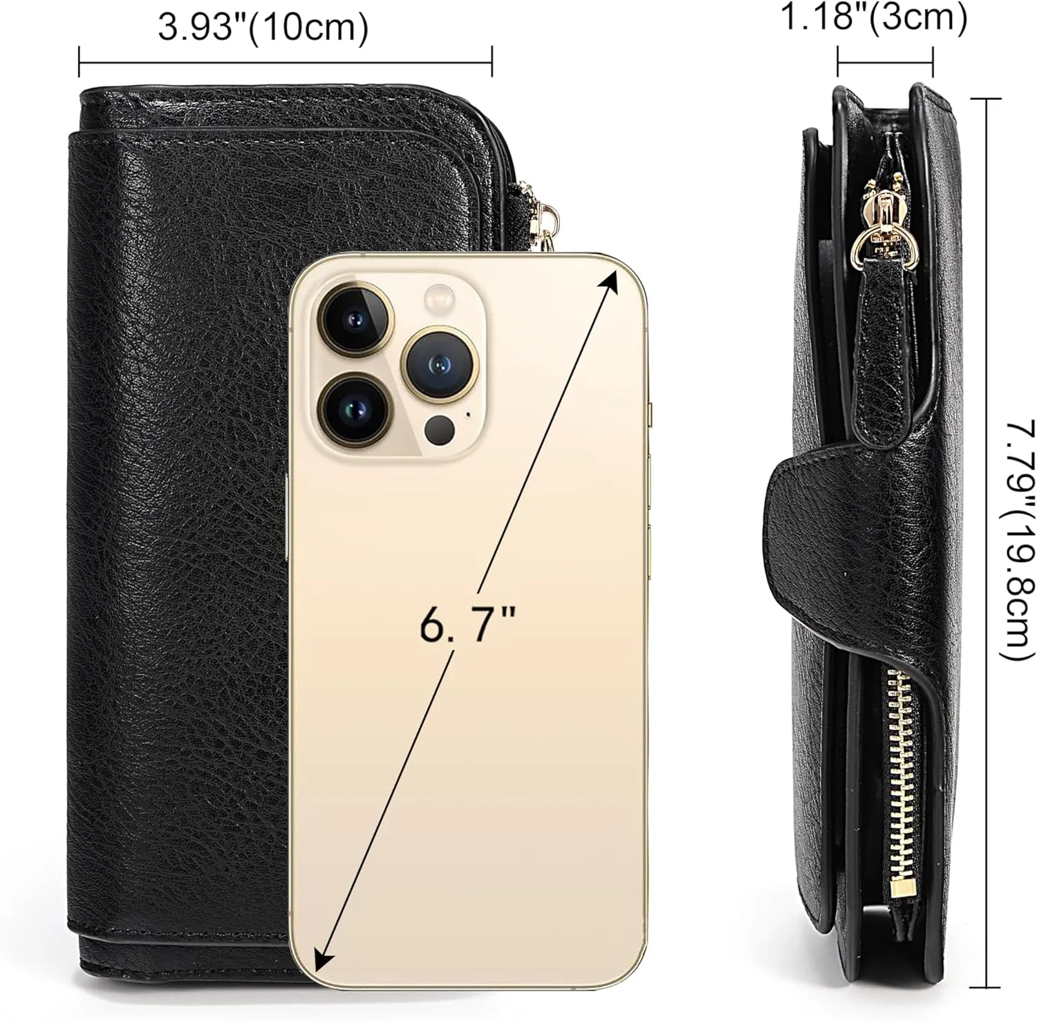 UTO Wallet Women Vegan Leather Wristlet Snap Long Purse Credit Card Holder Elegant Clutch