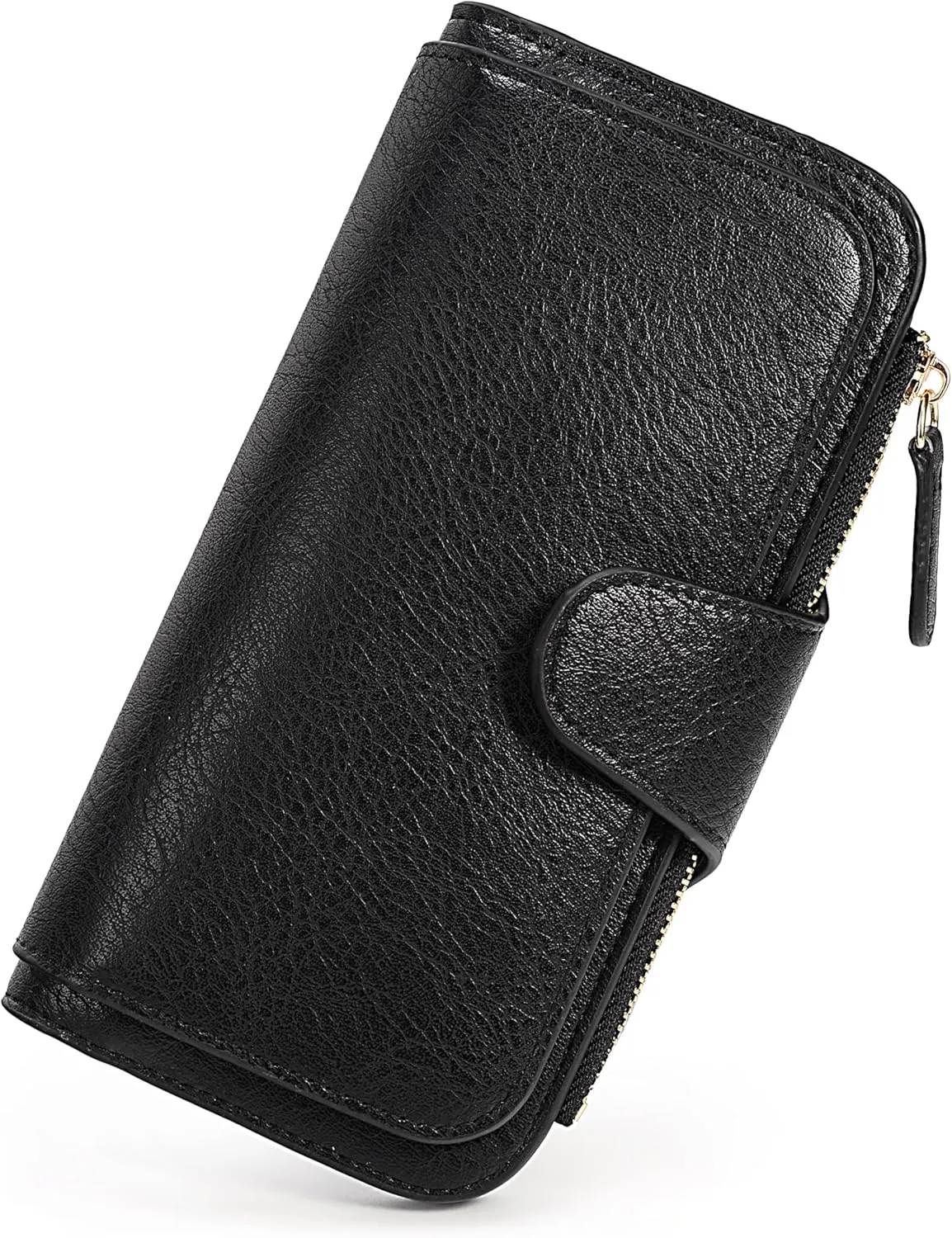 UTO Wallet Women Vegan Leather Wristlet Snap Long Purse Credit Card Holder Elegant Clutch