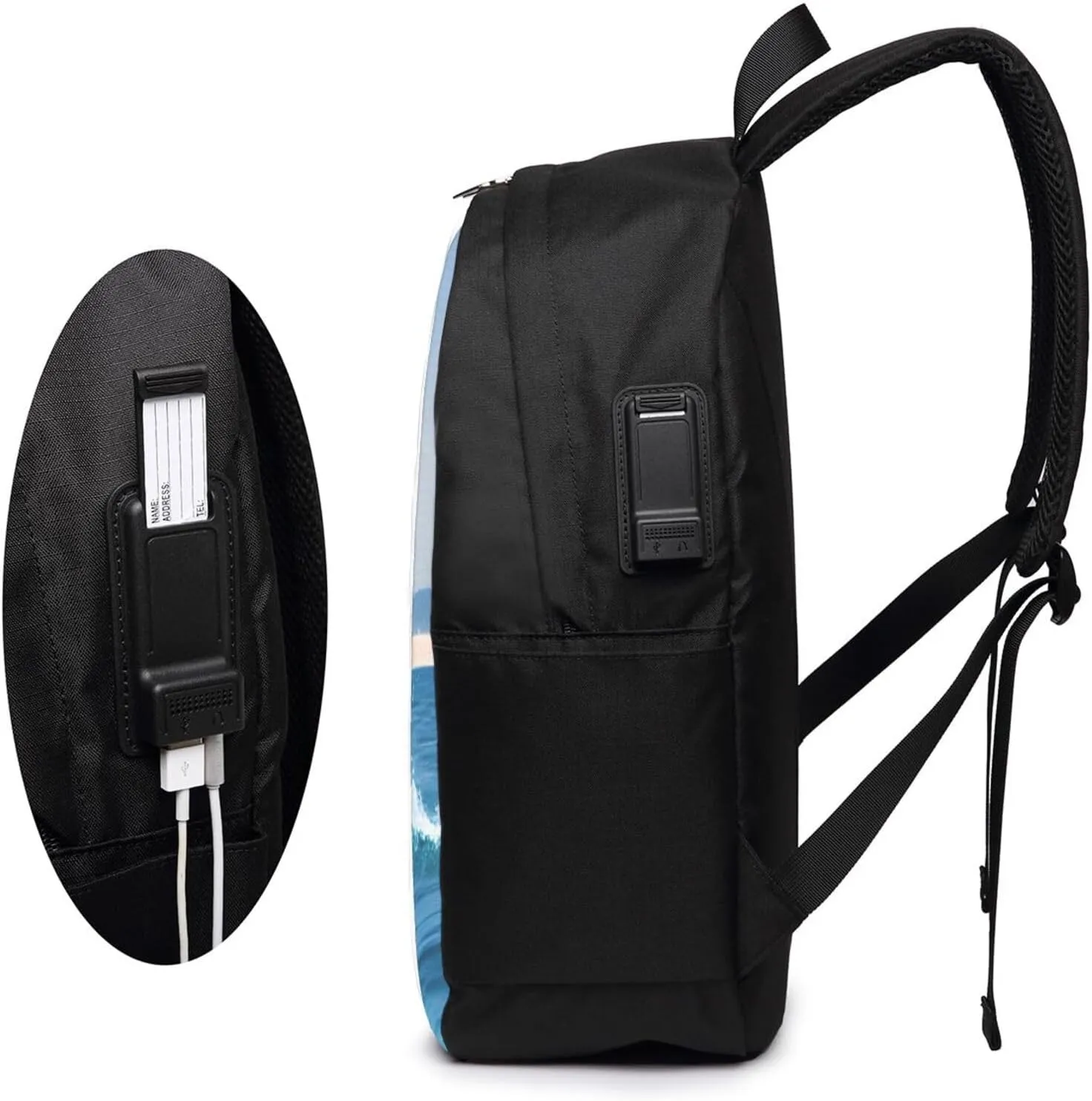 vacsAX Durable Ergonomic Backpack With - Large Capacity With USB Ports - Perfect For Women Men Jumping up dolphins