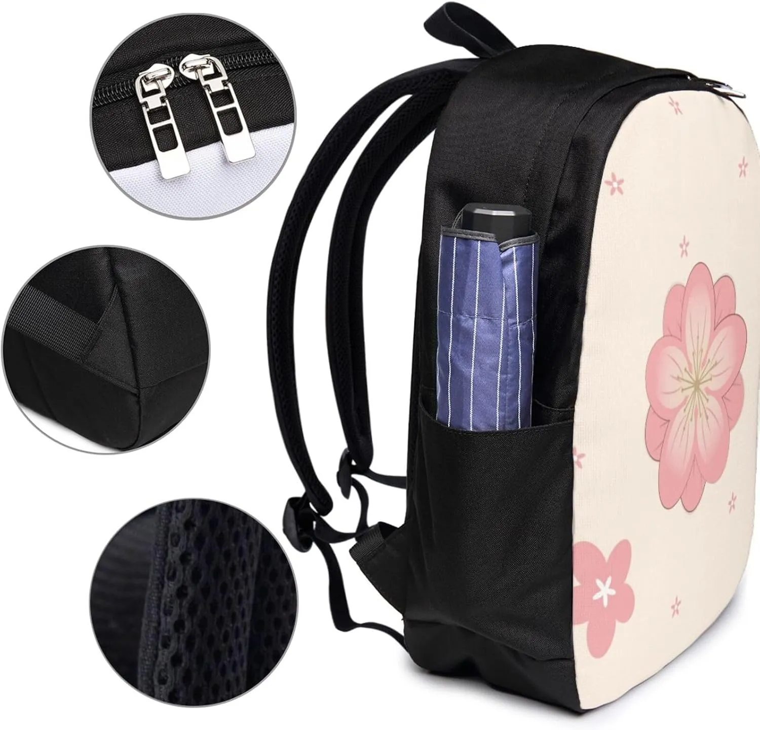vacsAX Durable Ergonomic Backpack With - Large Capacity With USB Ports - Perfect For Women Men Little pink cherry blossoms