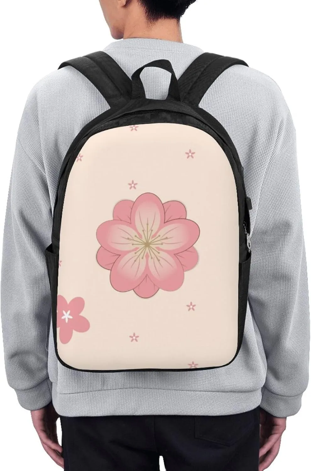 vacsAX Durable Ergonomic Backpack With - Large Capacity With USB Ports - Perfect For Women Men Little pink cherry blossoms