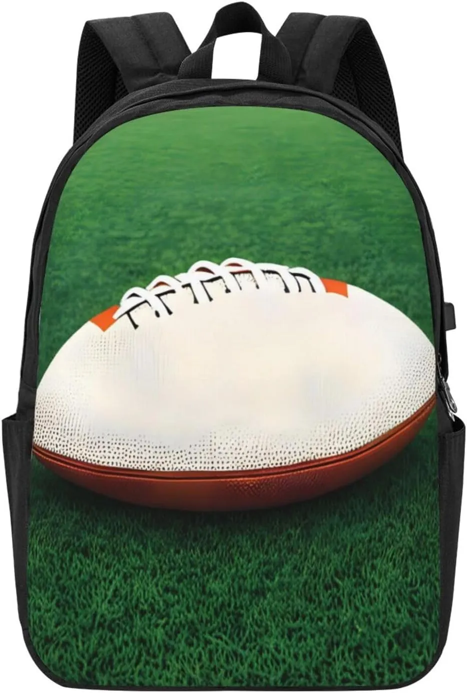 vacsAX Durable Ergonomic Backpack With - Large Capacity With USB Ports - Perfect For Women Men White Rugby Ball