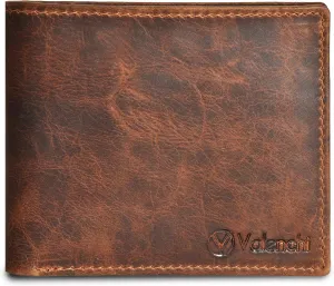 VALENCHI Leather Wallet For Men - RFID Blocking Wallet For Men - Slim Bifold Men's Wallet (Cognac Vintage)