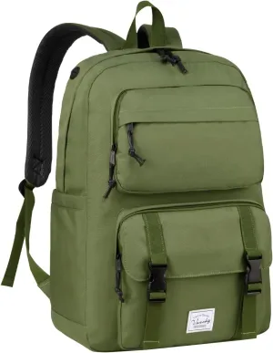 VASCHY Backpack for Men, Unisex Large Fashion Schoolbag Book bag Rucksack for High School/College/Work/Travel/Commuter Green