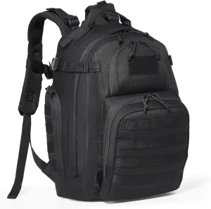 VEVOR Tactical Pack, 25L Military Tactical Pack with Molle Design & Sponge Pad, Army Assault Pack Bag for Men and Women, Range Gear Pack Bag for Outdoor Adventure, Hiking, Hunting, Black