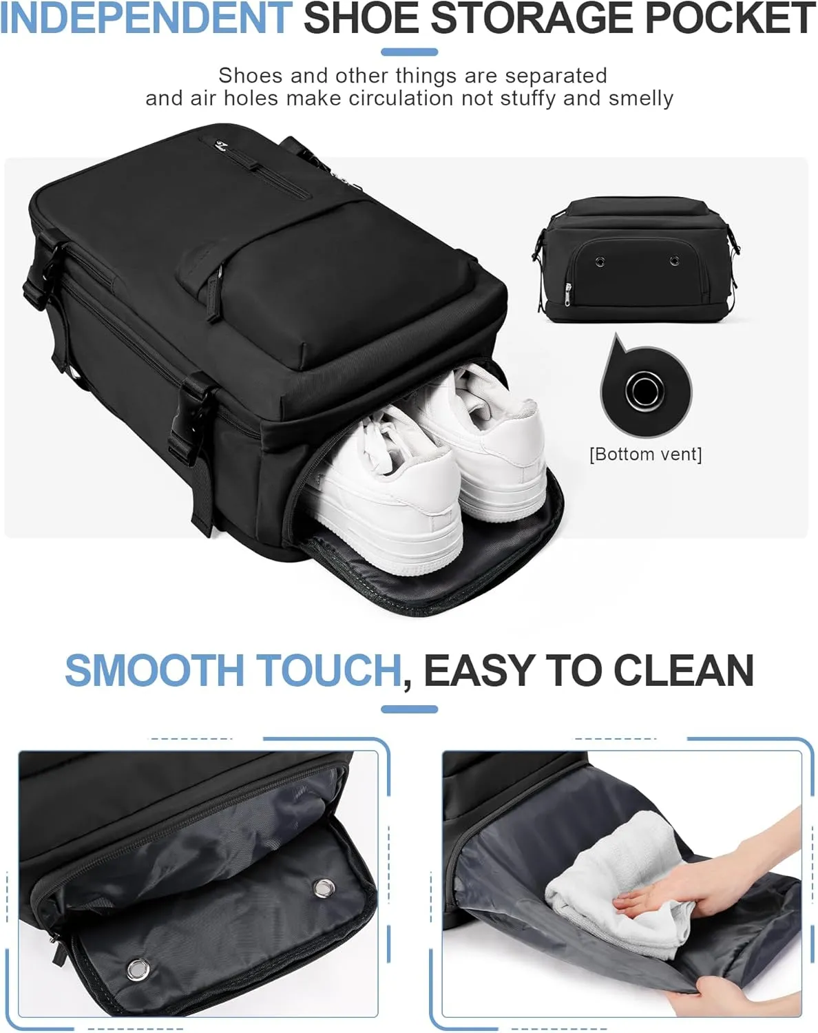 VGCUB Travel Backpack for Women Men for Spirit Airlines Personal Item Bag 18x14x8 Inches Laptop College Backpack,Waterproof Carry on Flight Approved Work Backpack Mochila de Viaje,Black
