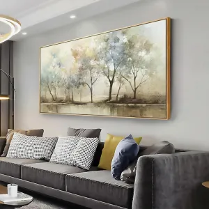 VHMING Abstract Wall Art Artwork Retro Trees Pictures Decor Canvas Painting Framed Ready to Hang Living Room Bedroom and Office Wall Decor 20x40 Inch