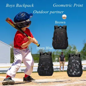 VIDOSCLA Elementary Kids Boys Backpack Teens School Bookbag-Brown