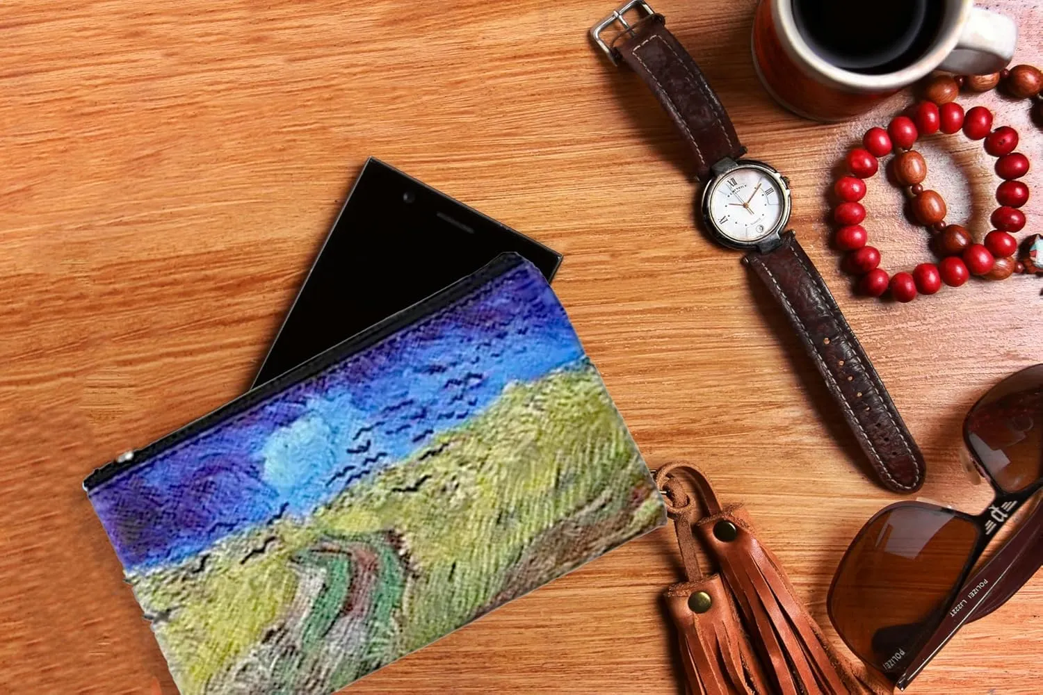 Vincent Van Gogh Vinyl Wallet Coin Purse (Wheatfield with Crows)