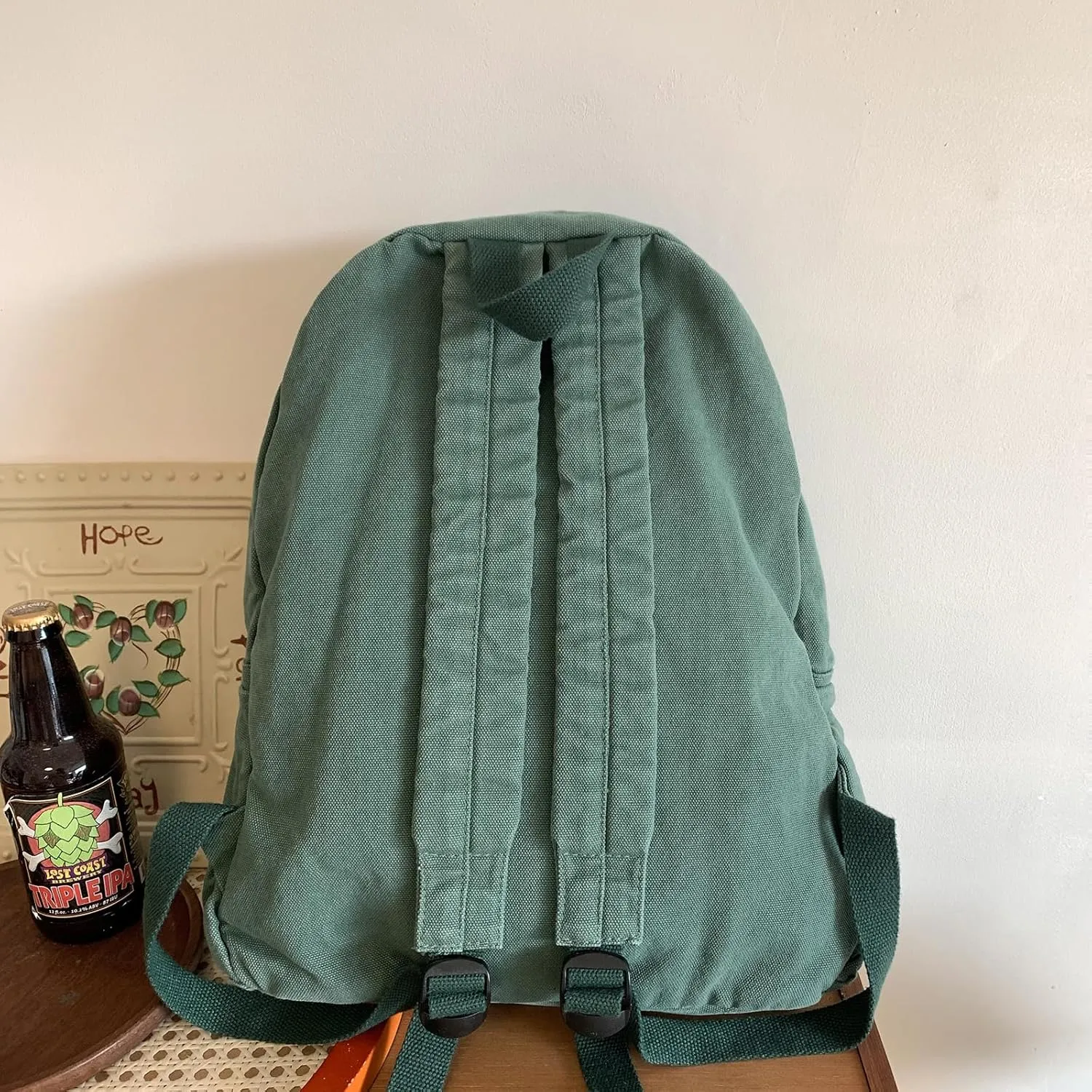 Vintage Canvas Backpack for Women Grunge Hippie Cute Boho School Backpack Casual Y2K Aesthetic Backpack (Green)