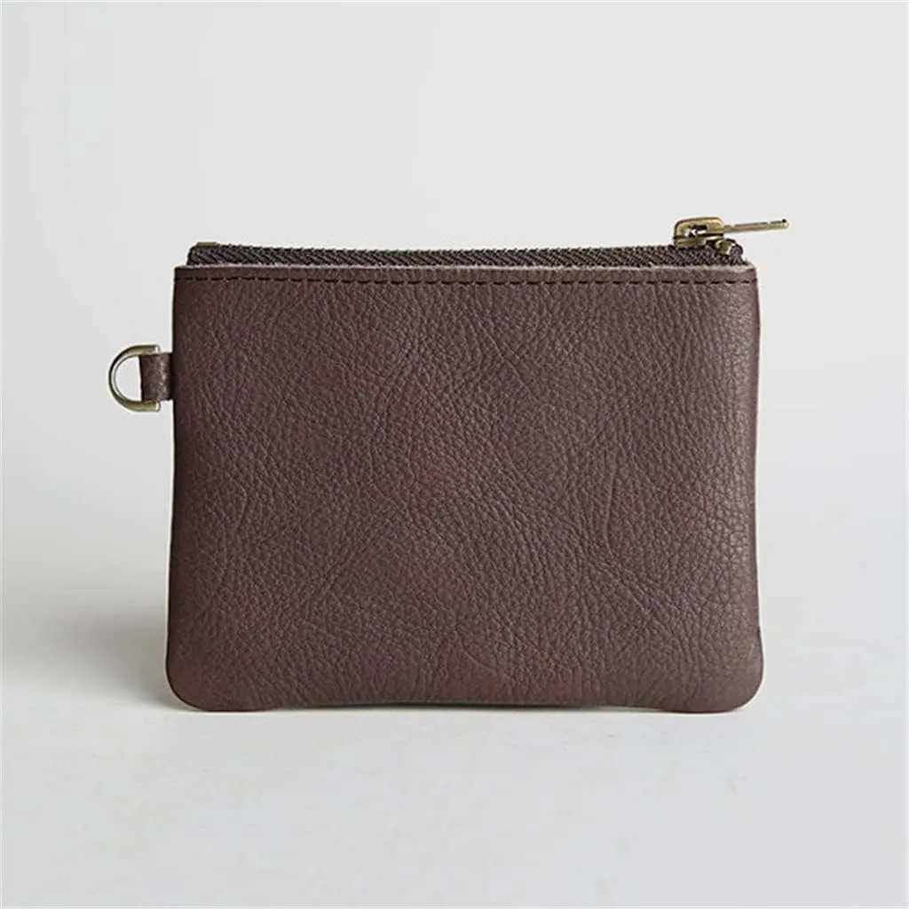 Vintage Casual Leather Wallet Men's Short Money Bag Layer Cowhide Zip Small Storage Bag